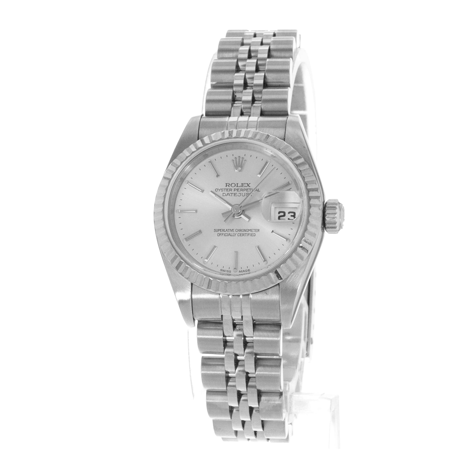 Rolex Datejust 26 79174 Silver Index Fluted Steel Jubilee Ladies Watch 2001