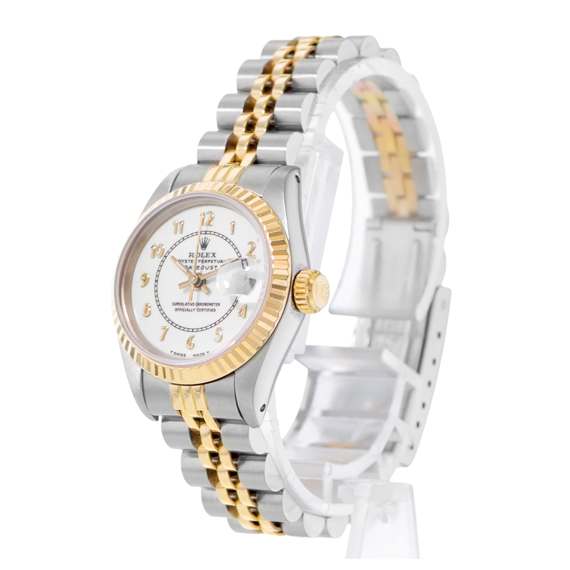 Rolex Datejust 26 69173 White Arabic Steel & Yellow Gold Jubilee Watch 1990