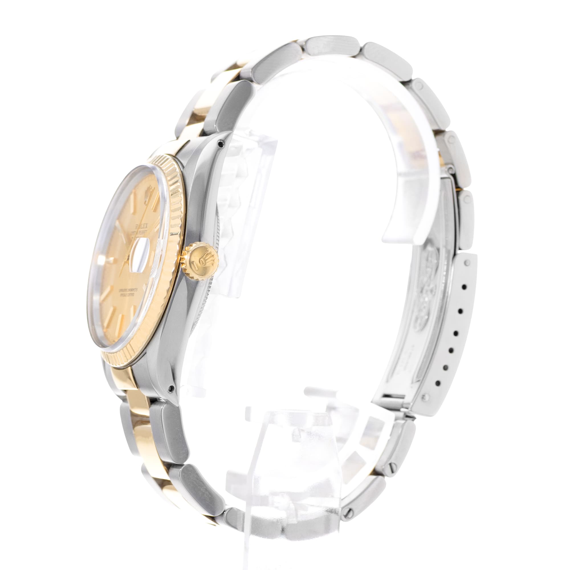 Rolex Datejust 36 16013 Champagne Index Dial Steel 18k Yellow Gold Mens Watch