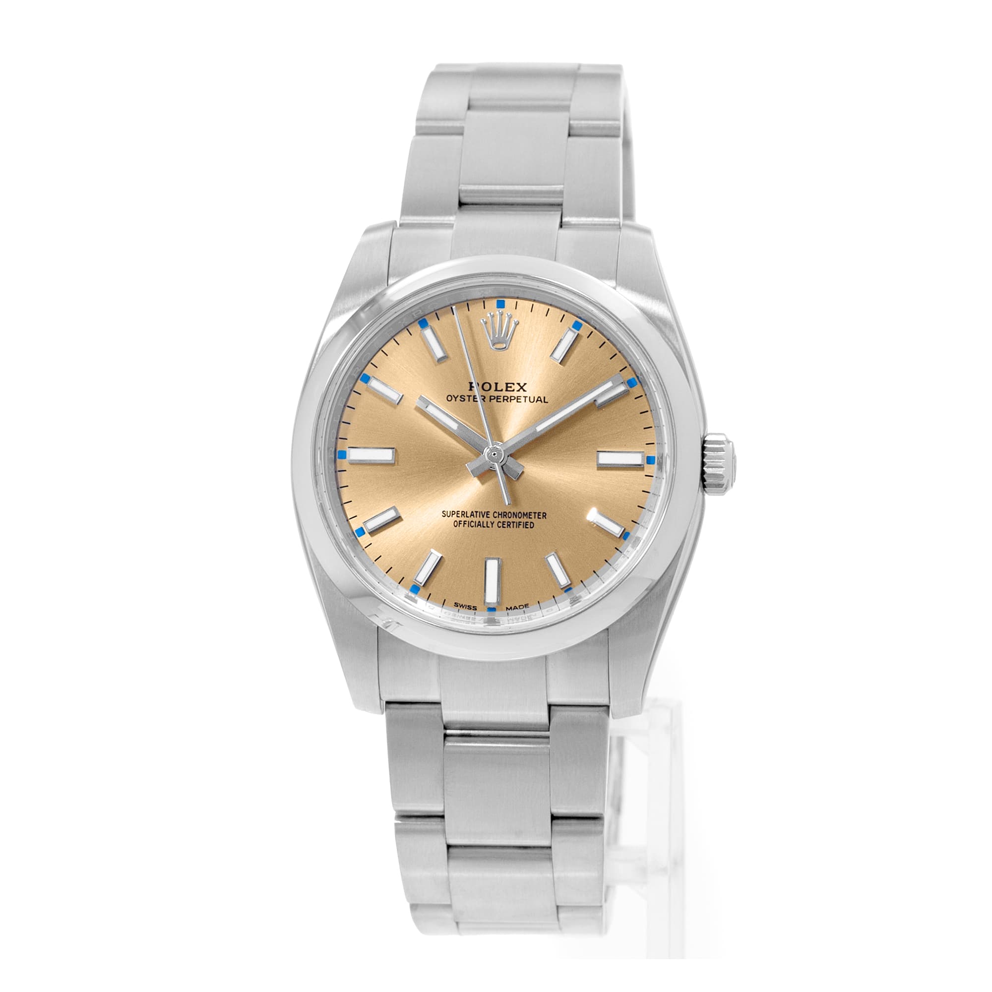 Rolex Oyster Perpetual 34 114200 White Grape Dial Steel Mens Watch Card 2018