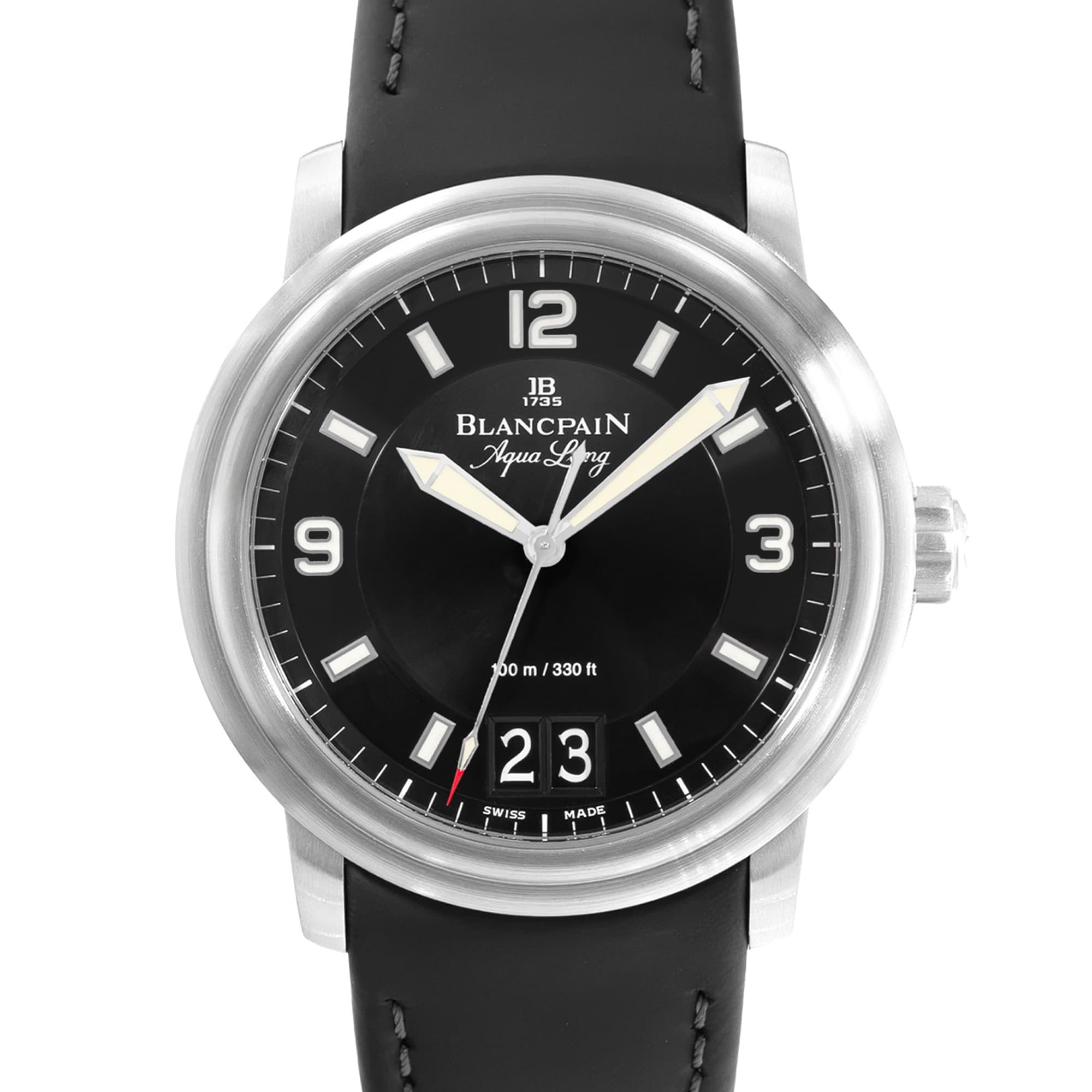 Blancpain Leman Aqua Lung Date 2850B-1130-64B 40mm Black Steel Watch Box Papers