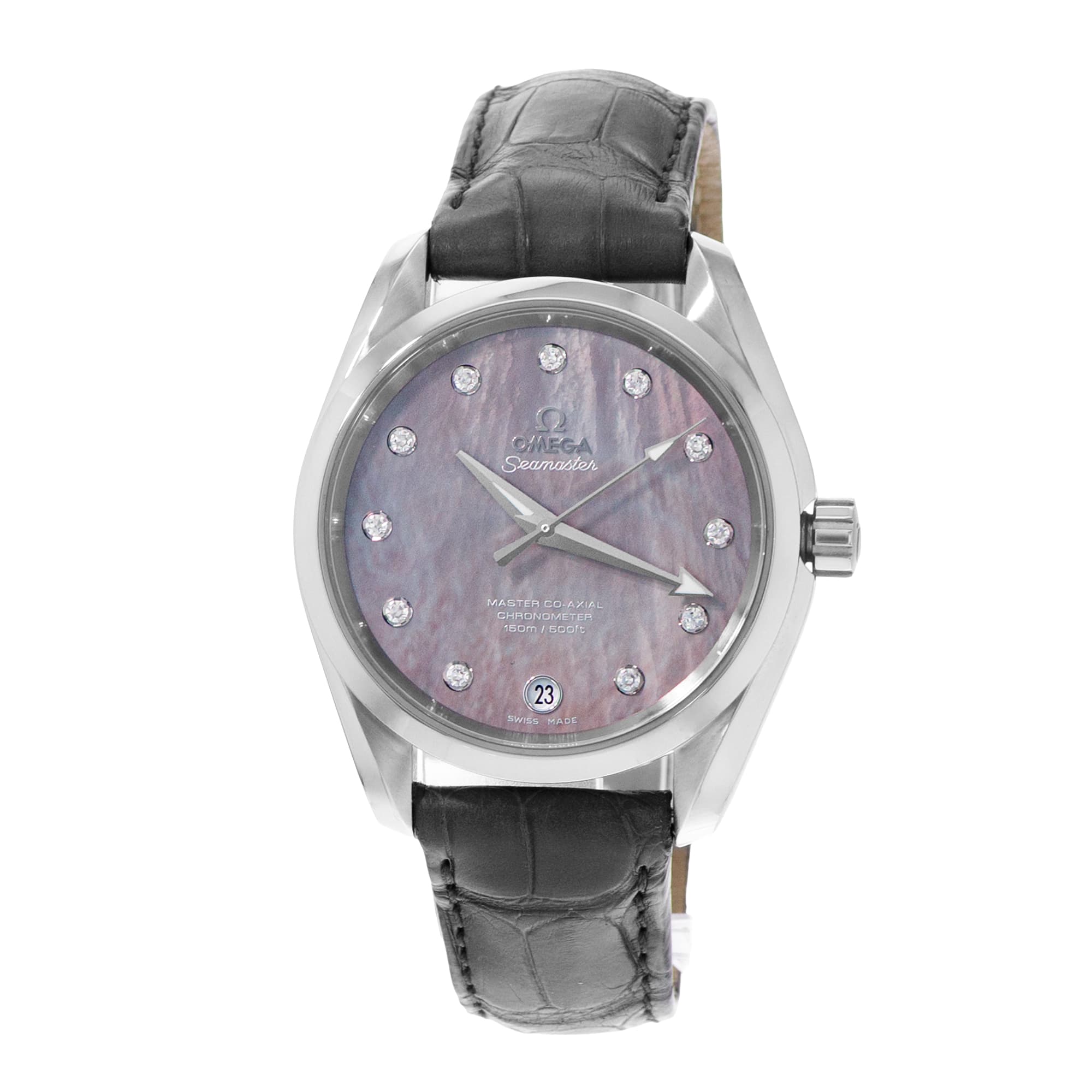 Omega Seamaster Aqua Terra 231.13.39.21.57.001 MOP Diamond Steel Watch Papers