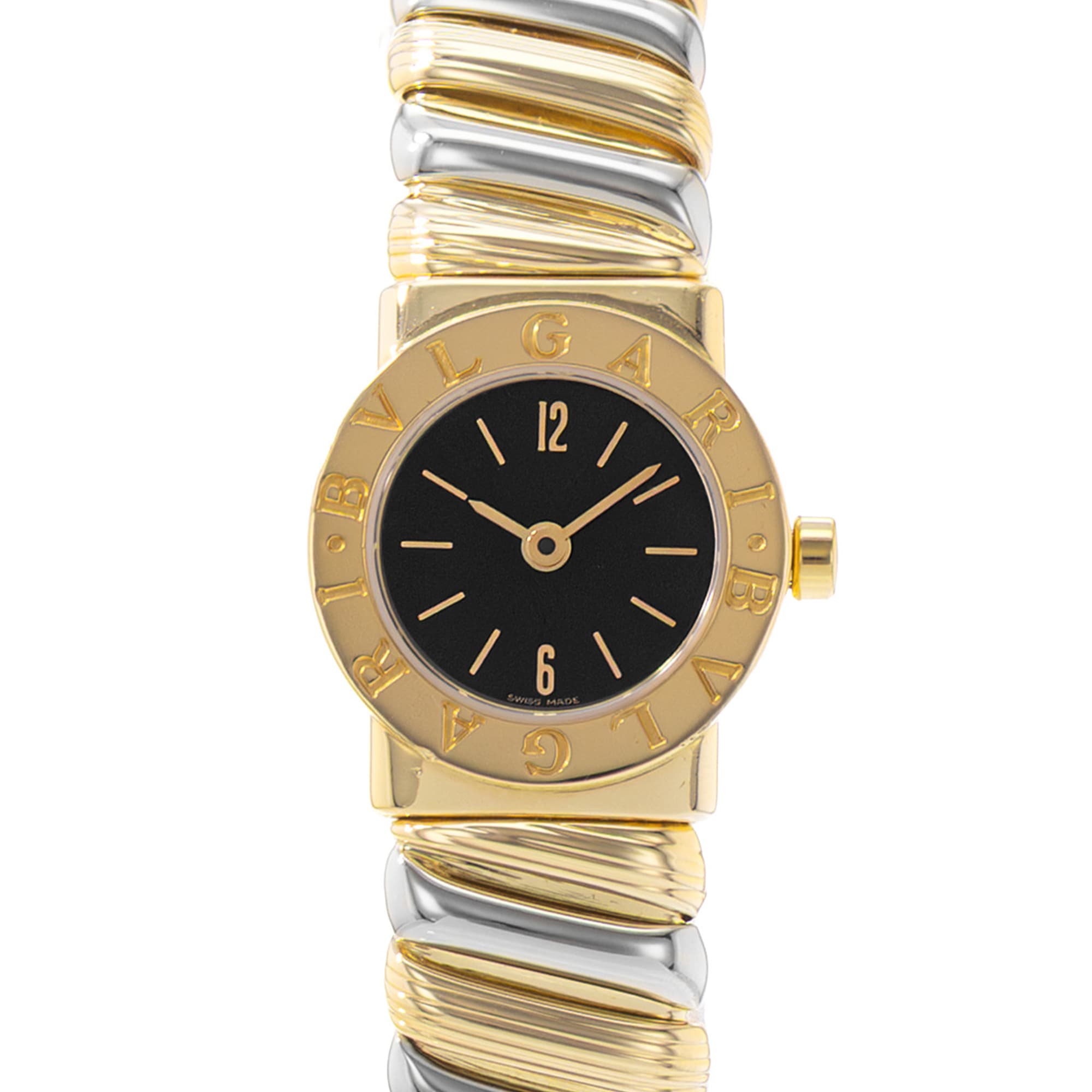 Bulgari Tubogas BB192T 18mm Black Steel 18k Yellow Gold Ladies Watch 2008