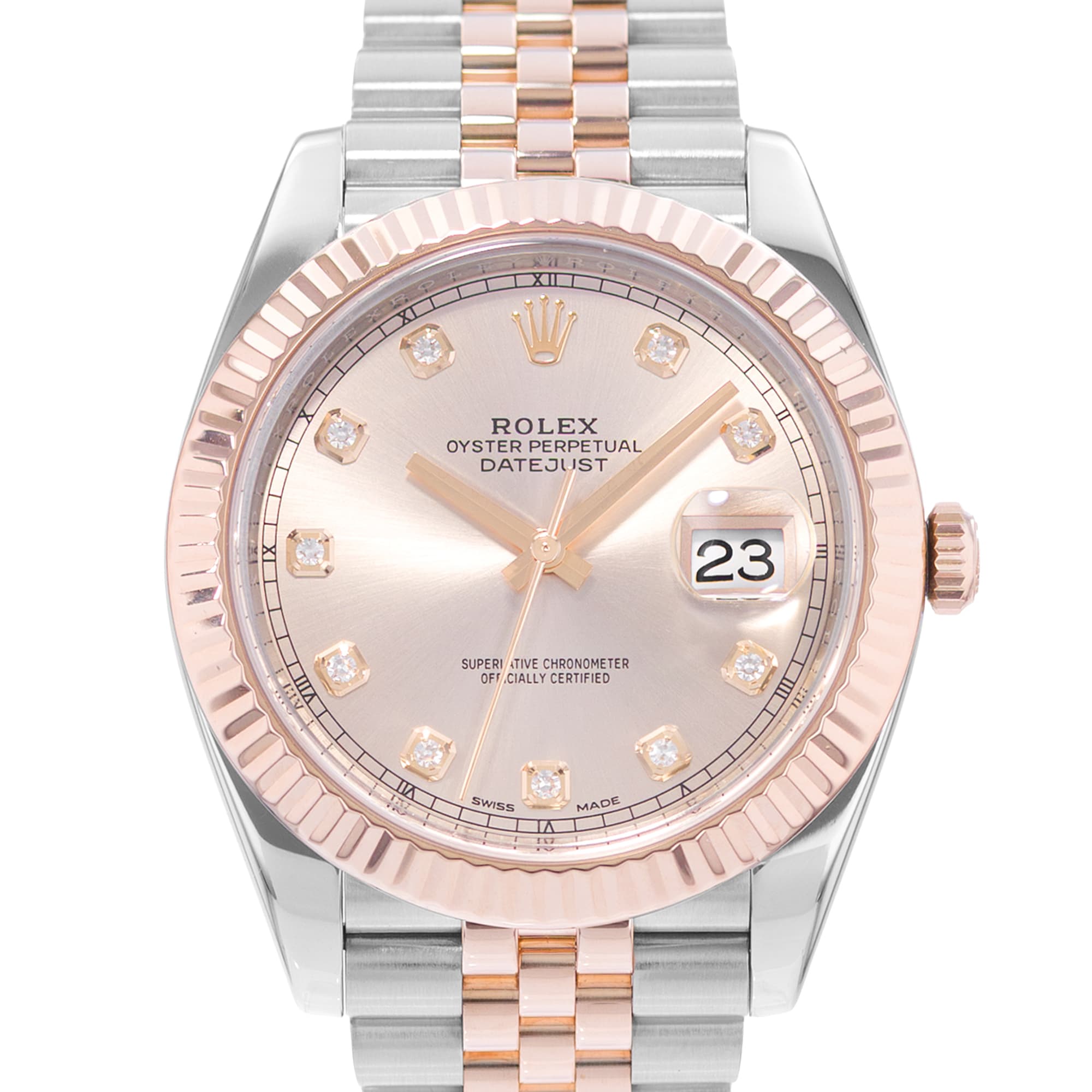 Rolex Datejust 41 126331 Pink Diamond Dial Steel 18k Rose Gold Mens Watch