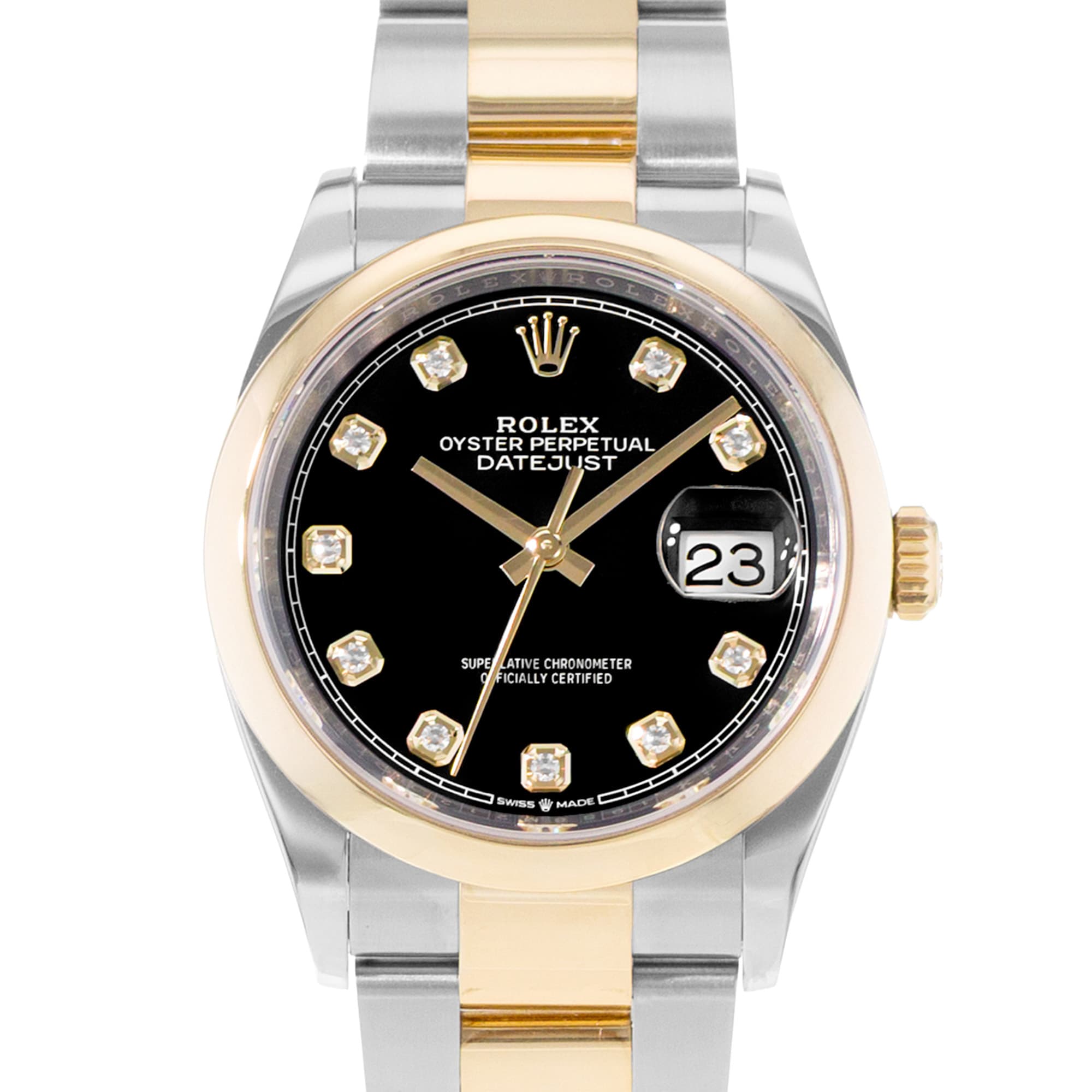 Rolex Datejust 36 126203 Black Diamond Steel 18k Yellow Gold Watch Card 2022