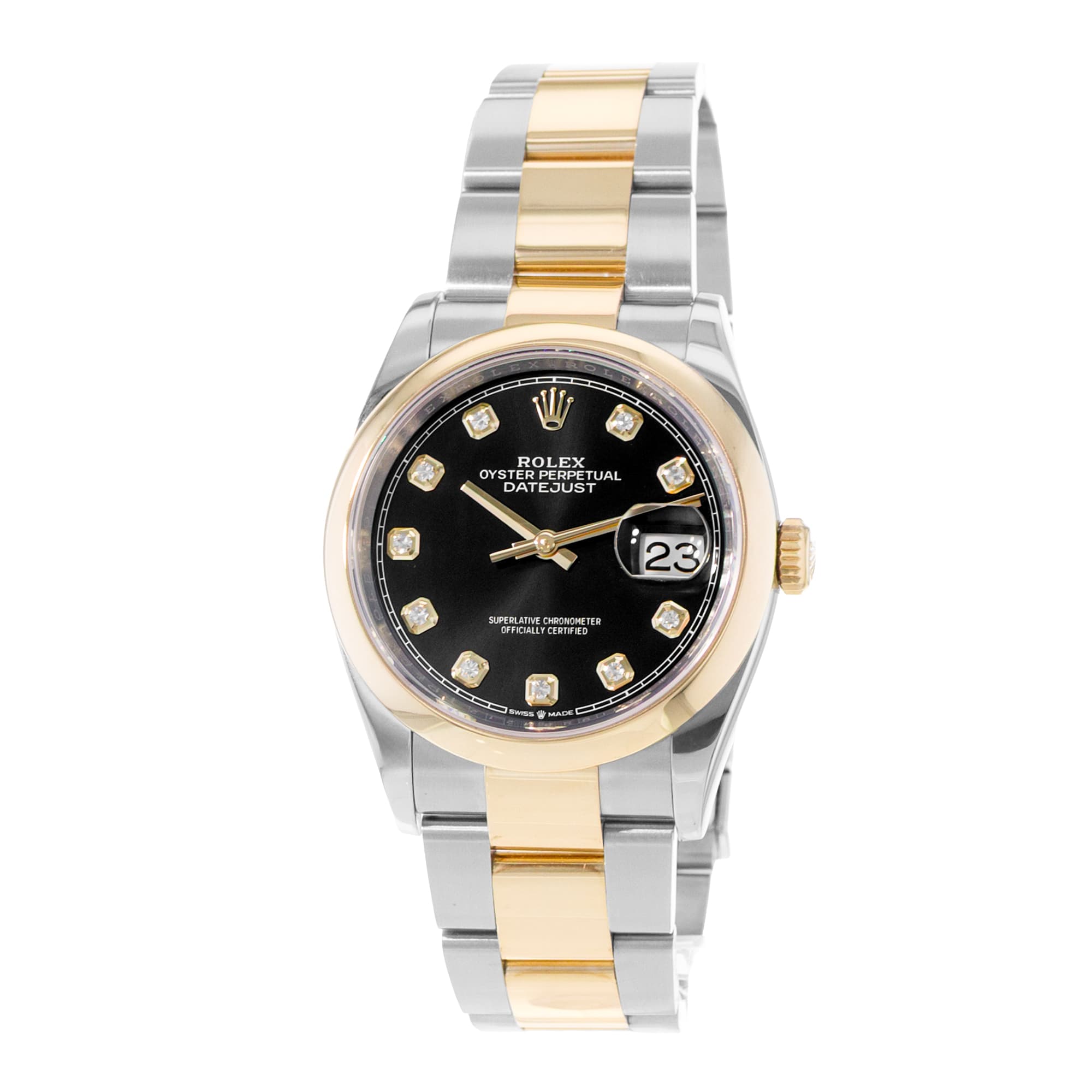 Rolex Datejust 36 126203 Black Diamond Steel 18k Yellow Gold Watch Card 2022