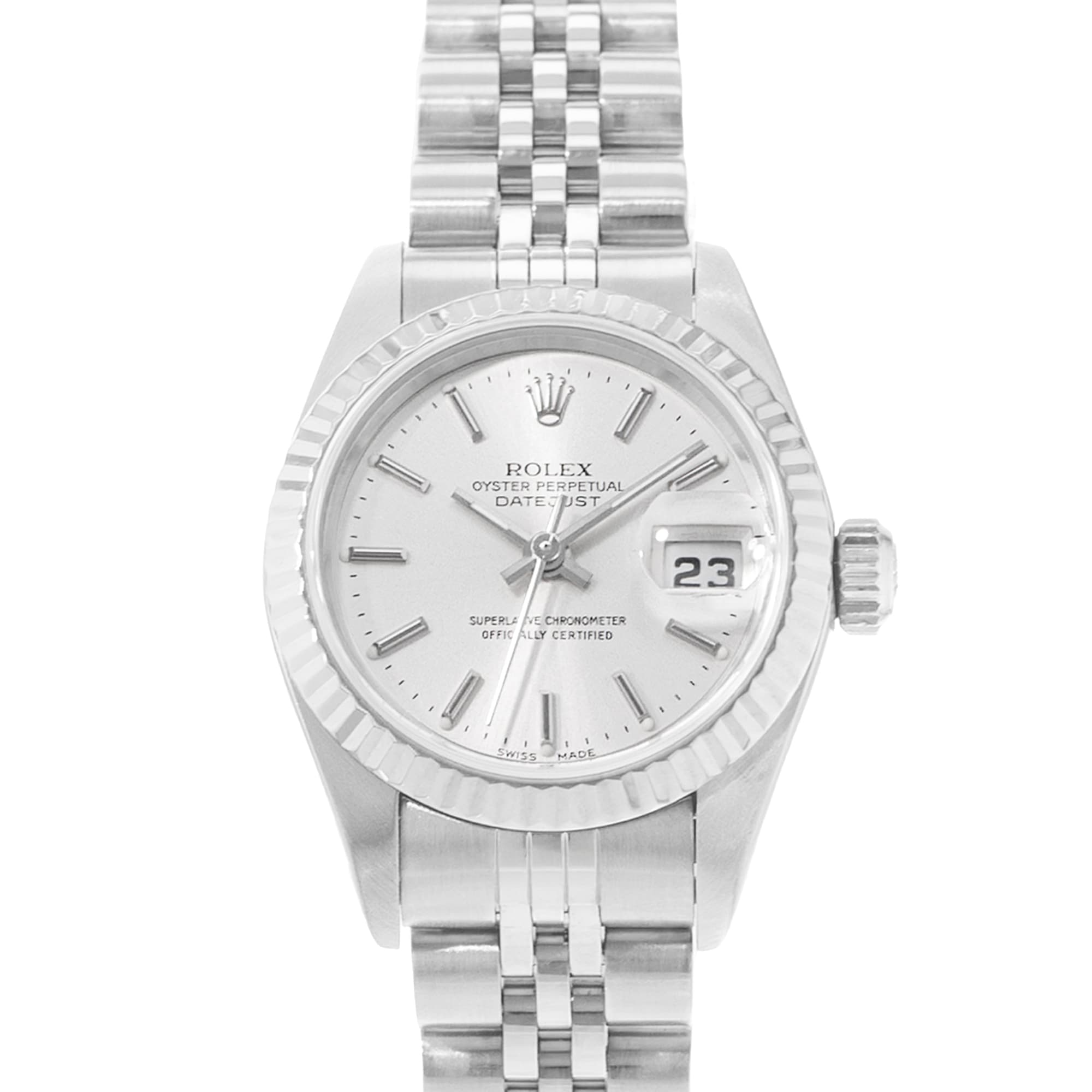 Rolex Datejust 26 79174 Silver Index Dial Steel 18k White Gold Mens Ladies 2000