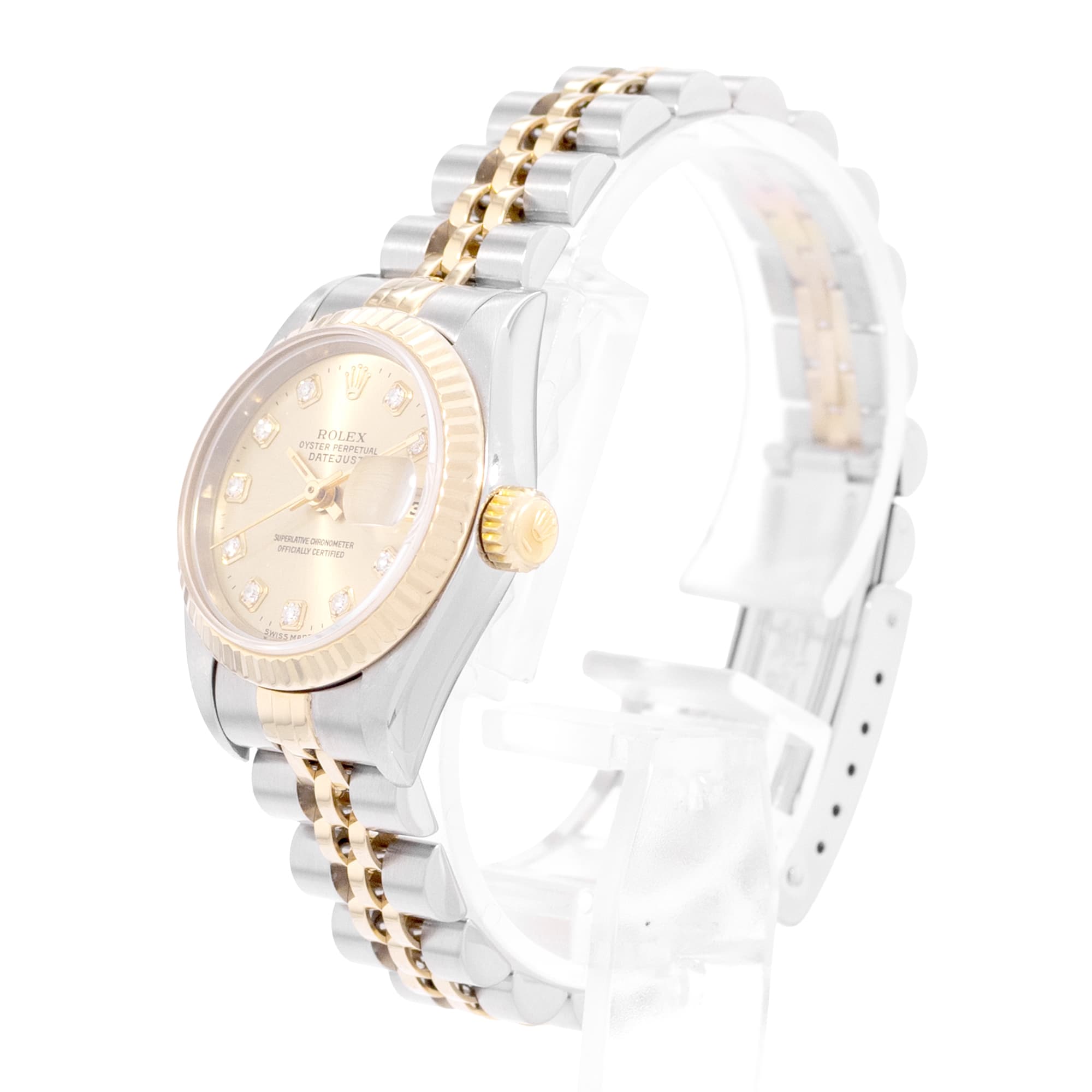 Rolex Datejust 26 69173 Vintage Champagne Diamond Steel Yellow Gold Ladies Watch