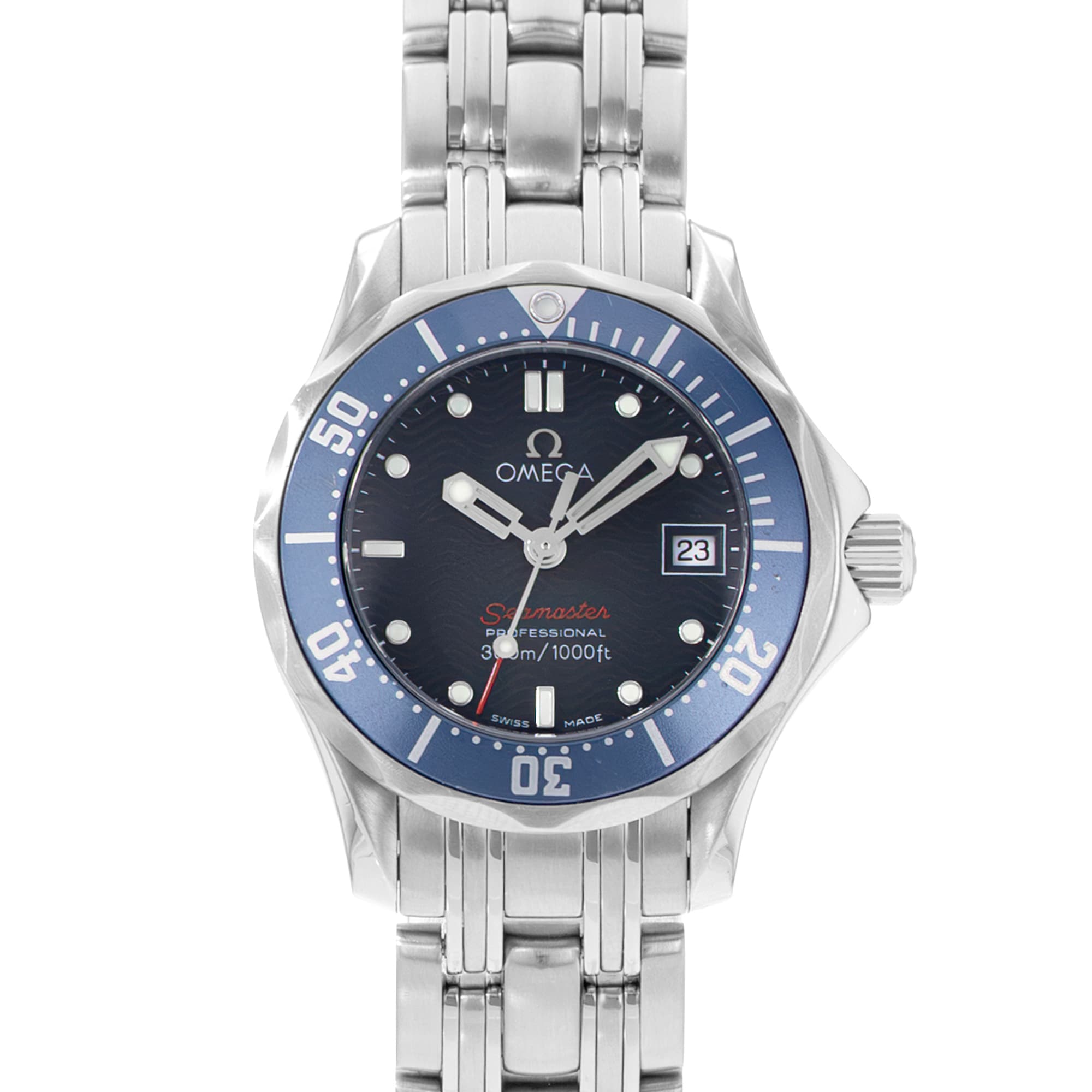 Omega Seamaster Diver 300 M 2224.80.00 28mm Blue Dial Steel Ladies Watch Box