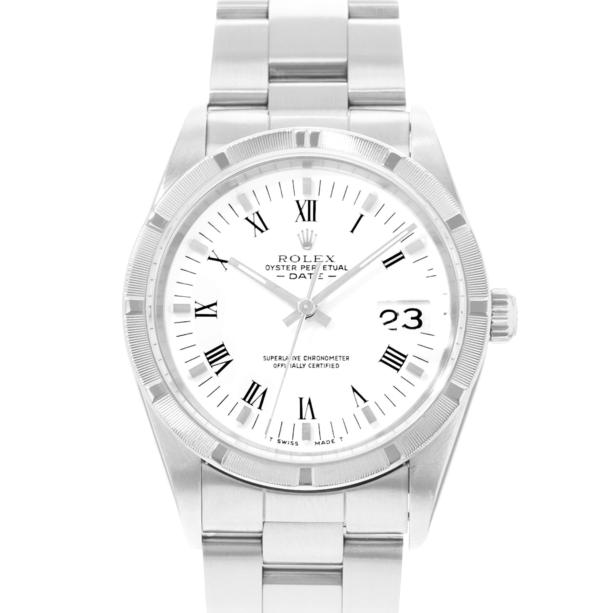 Rolex Oyster Perpetual 34 15210 White Roman Dial Steel Automatic Mens Watch
