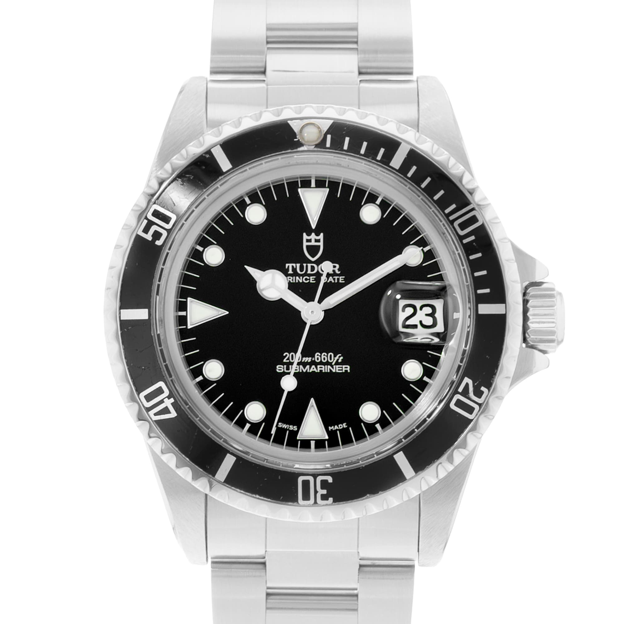 Tudor Submariner 79090 40mm Black Steel Rotating Bezel Mens Watch