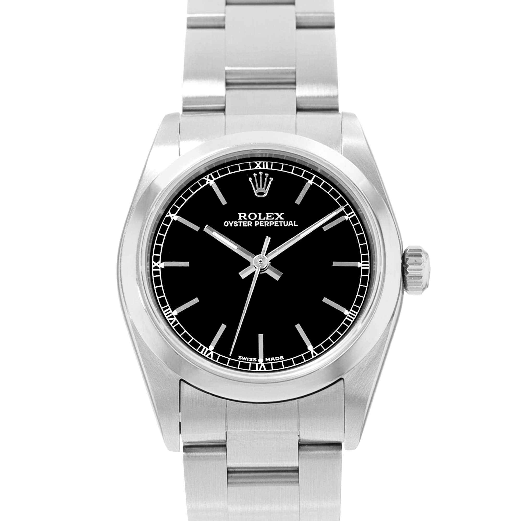 Rolex Oyster Perpetual 31 77080 Black Index Dial Steel Automatic Ladies Watch
