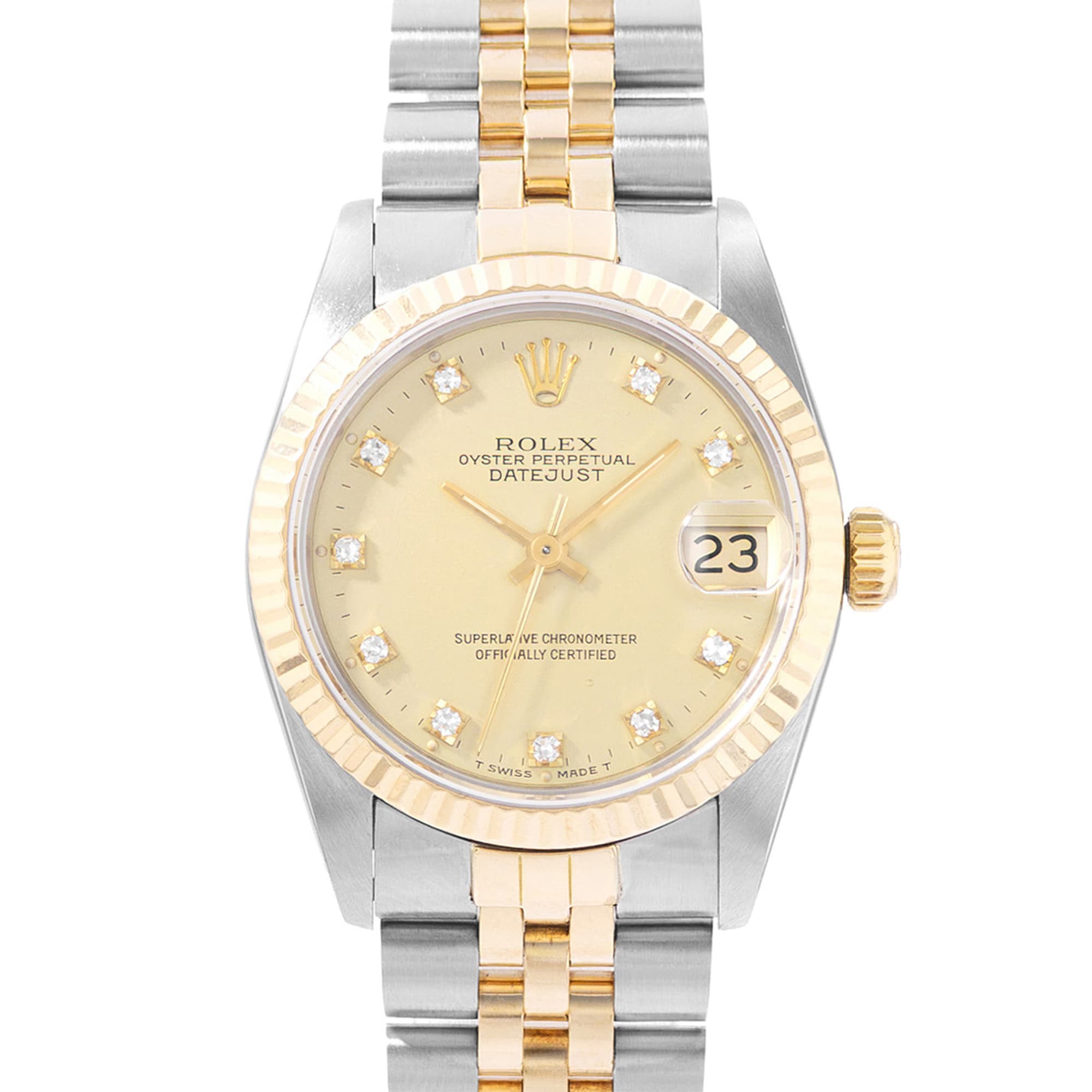 Rolex Datejust 31 68273 Vintage Champagne Dial Steel Yellow Gold Mens Watch