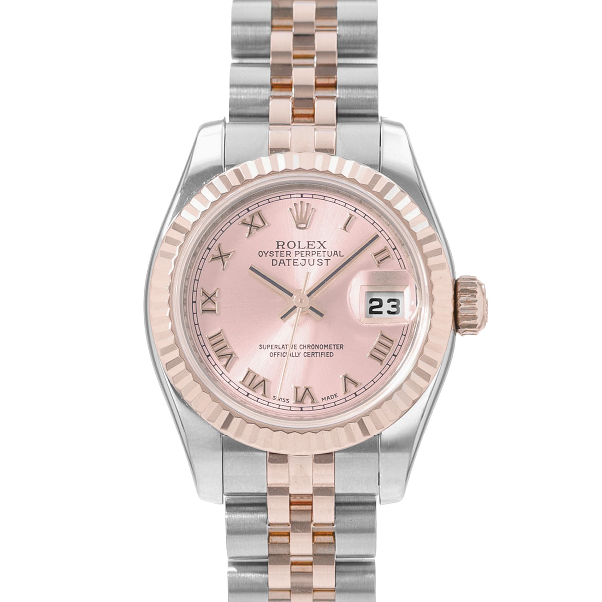 Rolex Datejust 26 179171 Pink Dial Steel Rose Gold Automatic Ladies Watch Papers
