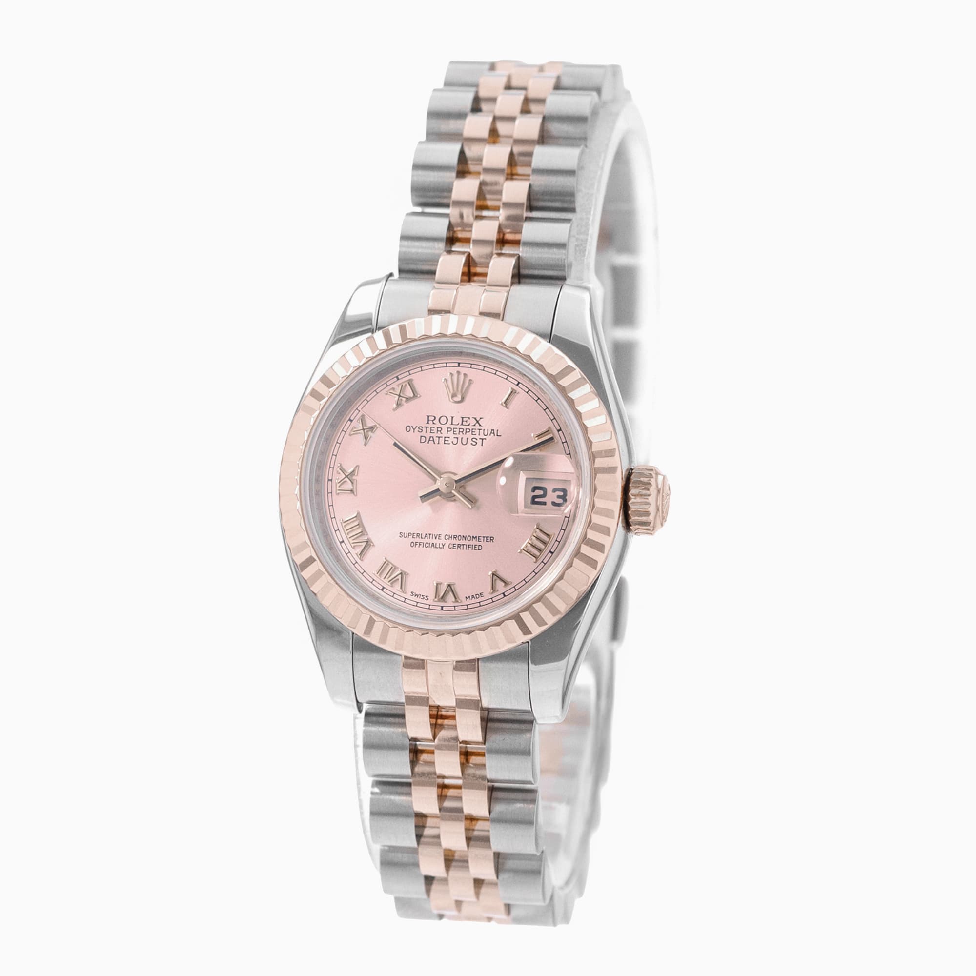 Rolex Datejust 26 179171 Pink Dial Steel Rose Gold Automatic Ladies Watch Papers