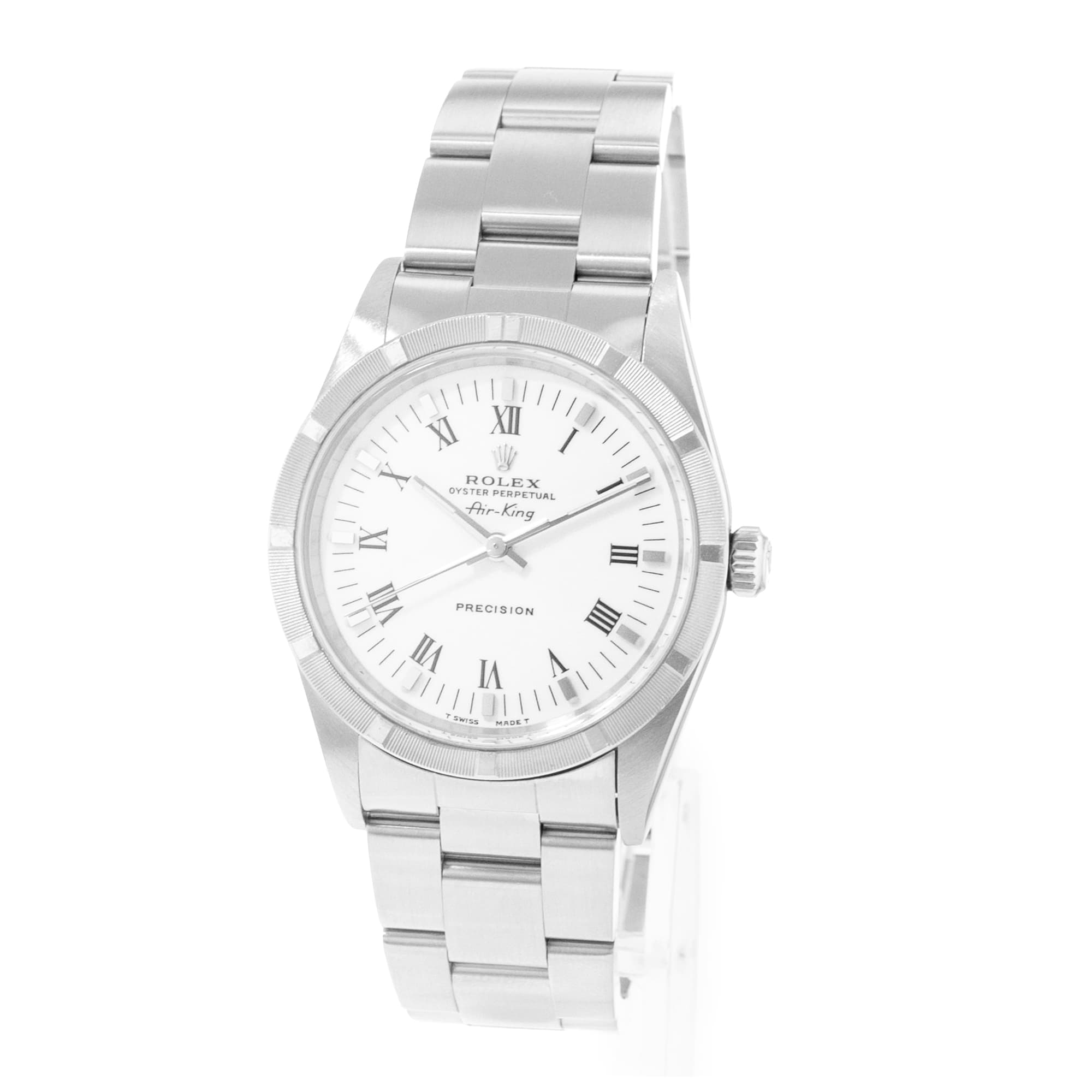 Rolex Air King 34 14010 White Roman Dial Steel Mens Watch Papers 1999