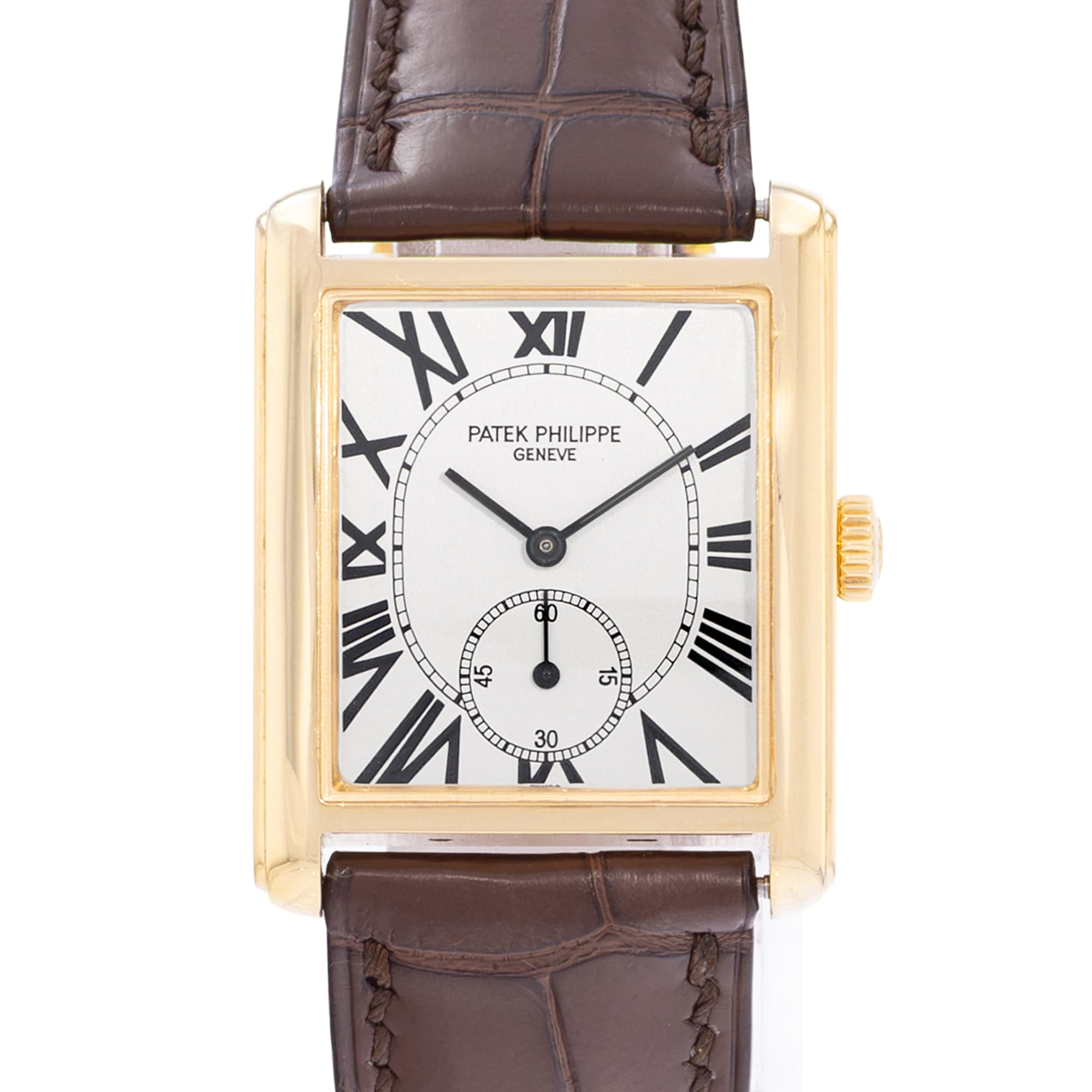 Patek Philippe Gondolo 5014J 27mm Vintage Silver Roman Yellow Gold Mens Watch