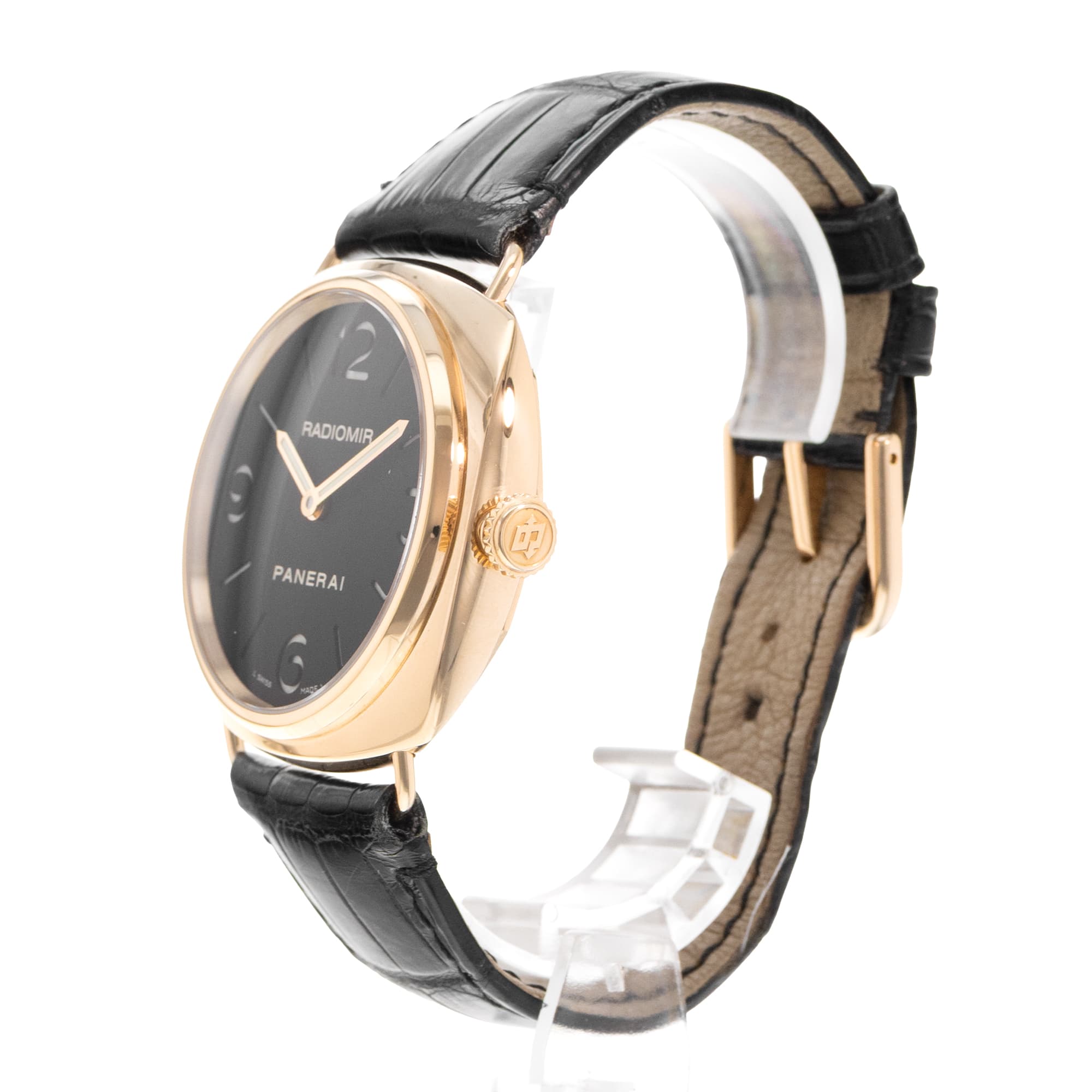 Panerai Radiomir PAM 00231 45mm Rose Gold Black Leather Manual Mens Watch