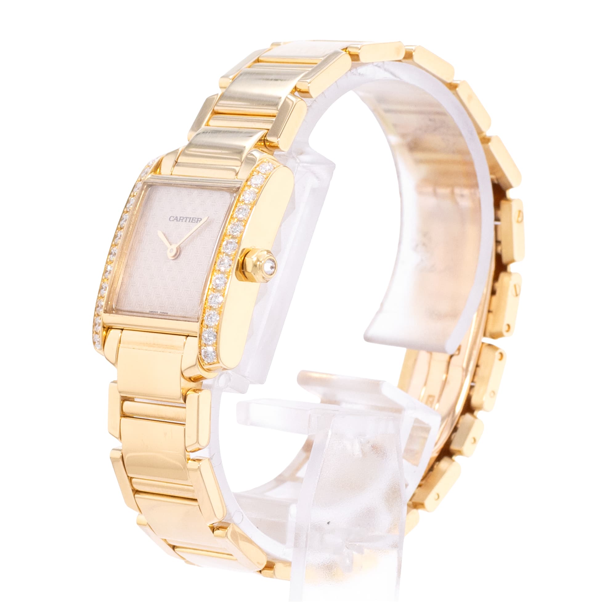 Cartier Tank Francaise WE1021R8 2385 20mm Light Rose Diamond Gold Ladies Watch