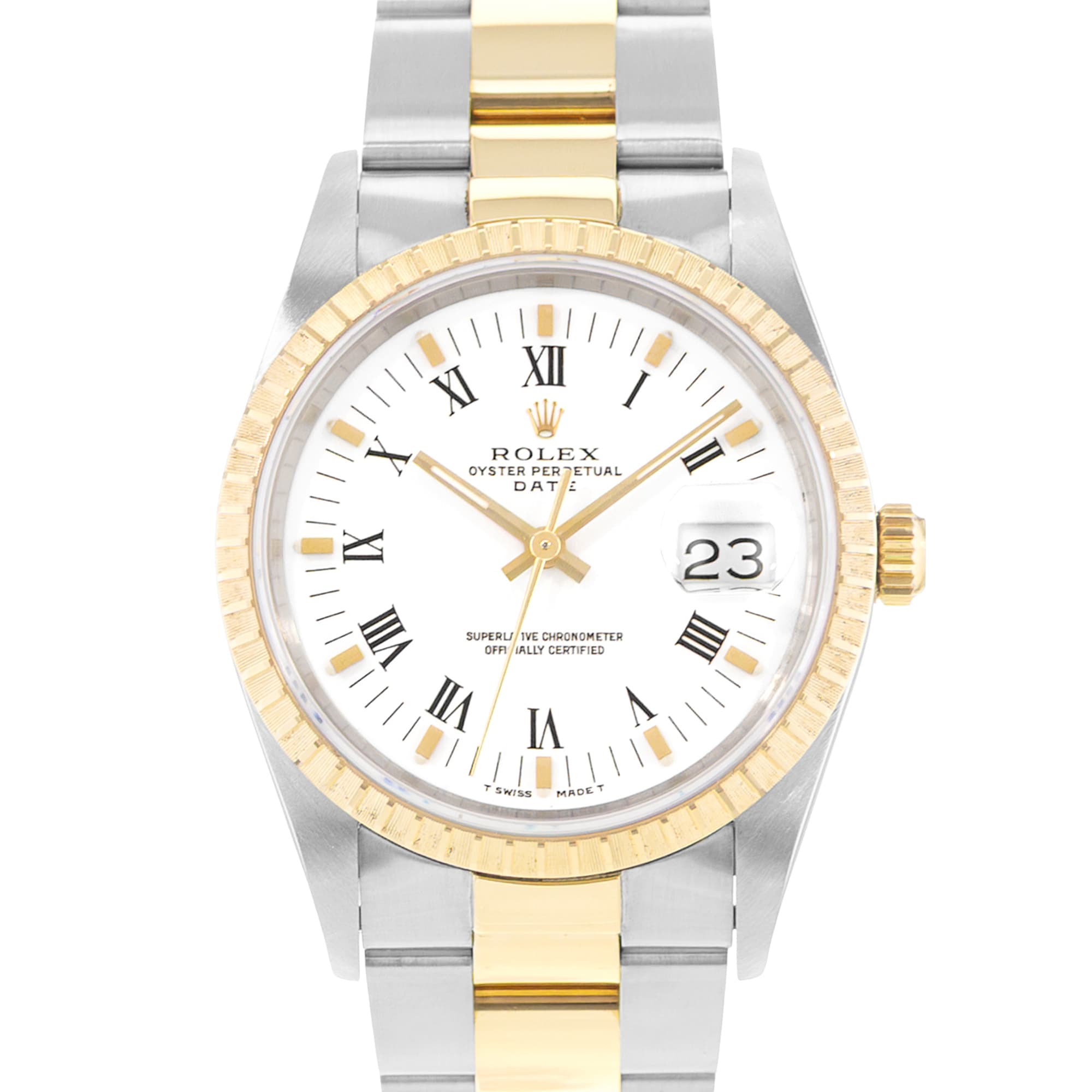 Rolex Oyster Perpetual 34 15223 Steel Yellow Gold Oyster Mens Watch Papers 1994