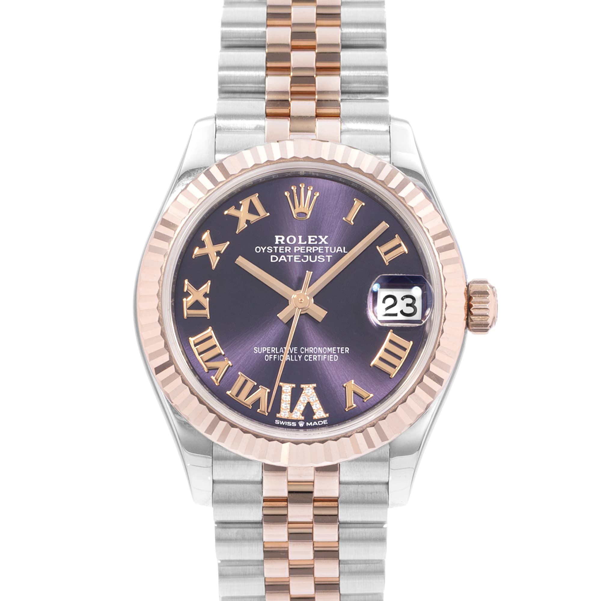 Rolex Datejust 31 278271 Purple Roman Diamond Steel Gold Ladies Watch Card 2021