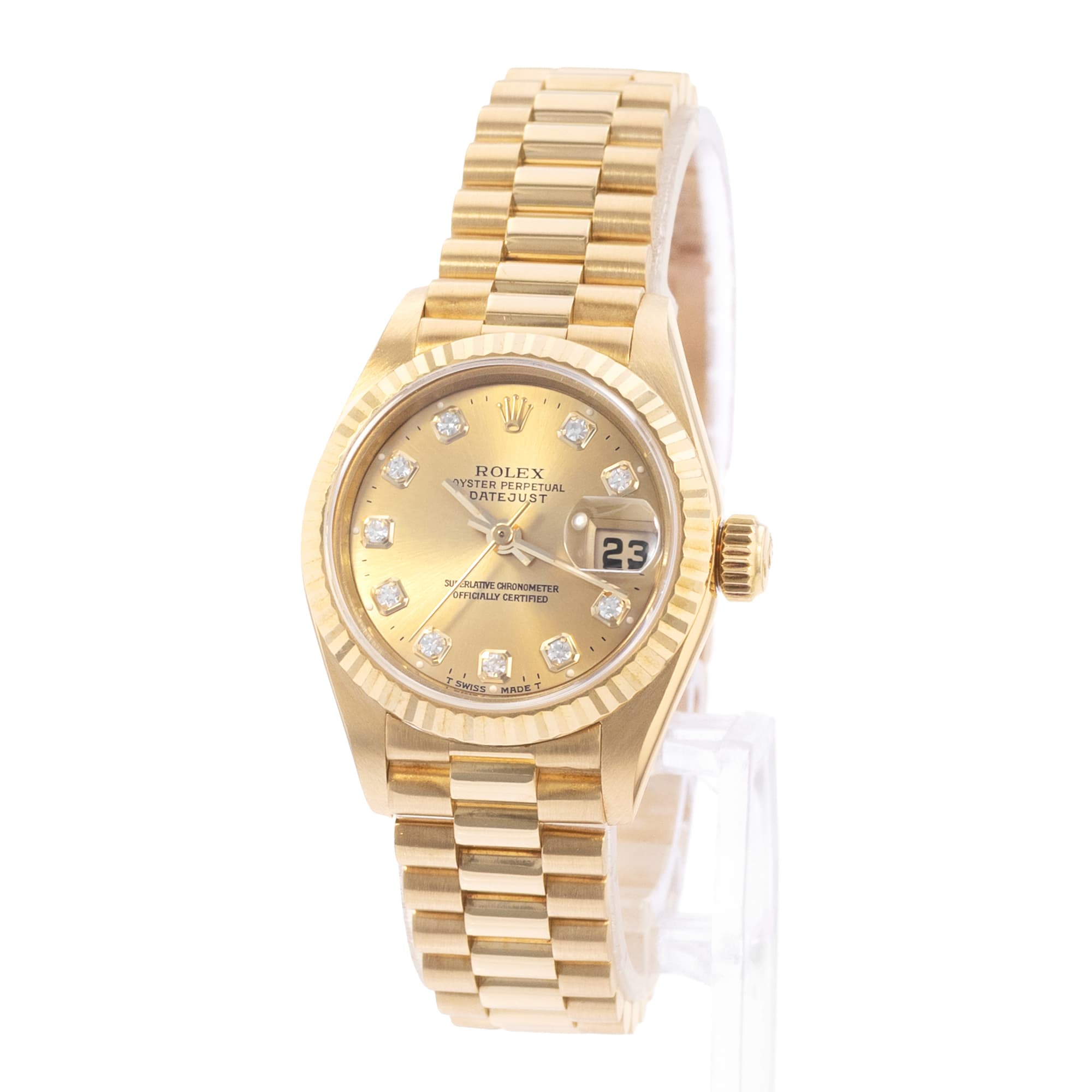 Rolex Datejust 26 69178 Champagne Diamond Yellow Gold President Ladies Watch