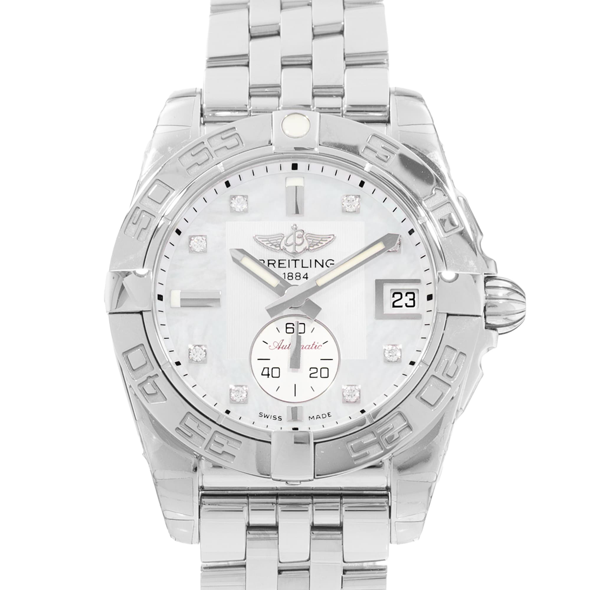 Breitling Galactic A37330121A1A1 36mm MOP Diamonds Dial Steel Mens Watch