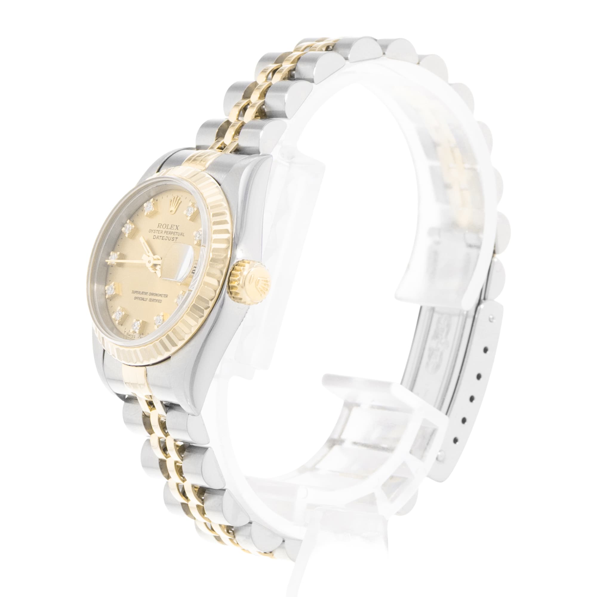 Rolex Datejust 26 69173 Vintage Champagne Diamond Steel Yellow Gold Ladies Watch