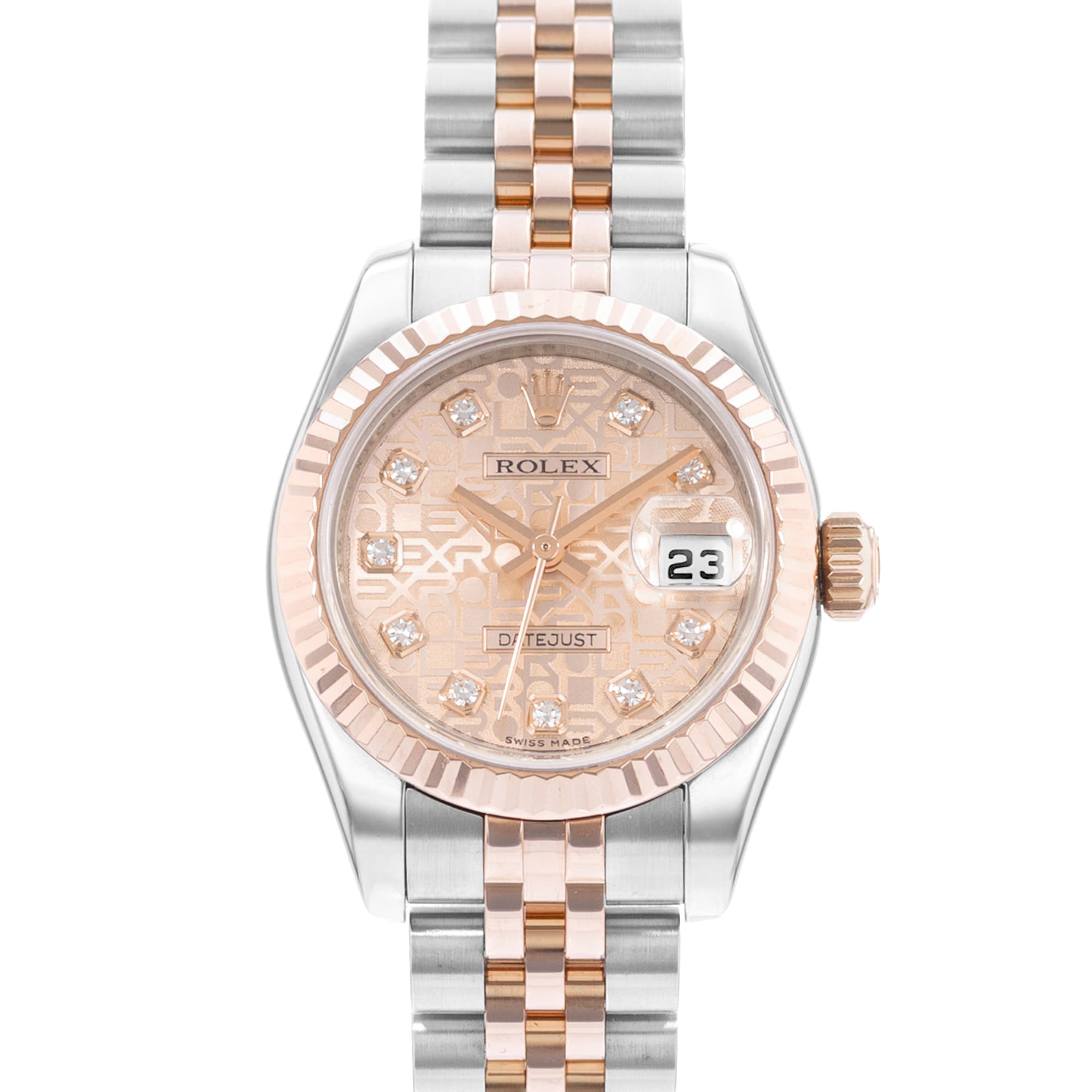 Rolex Datejust 26 179171 Pink Diamond Steel Gold Jubilee Ladies Watch
