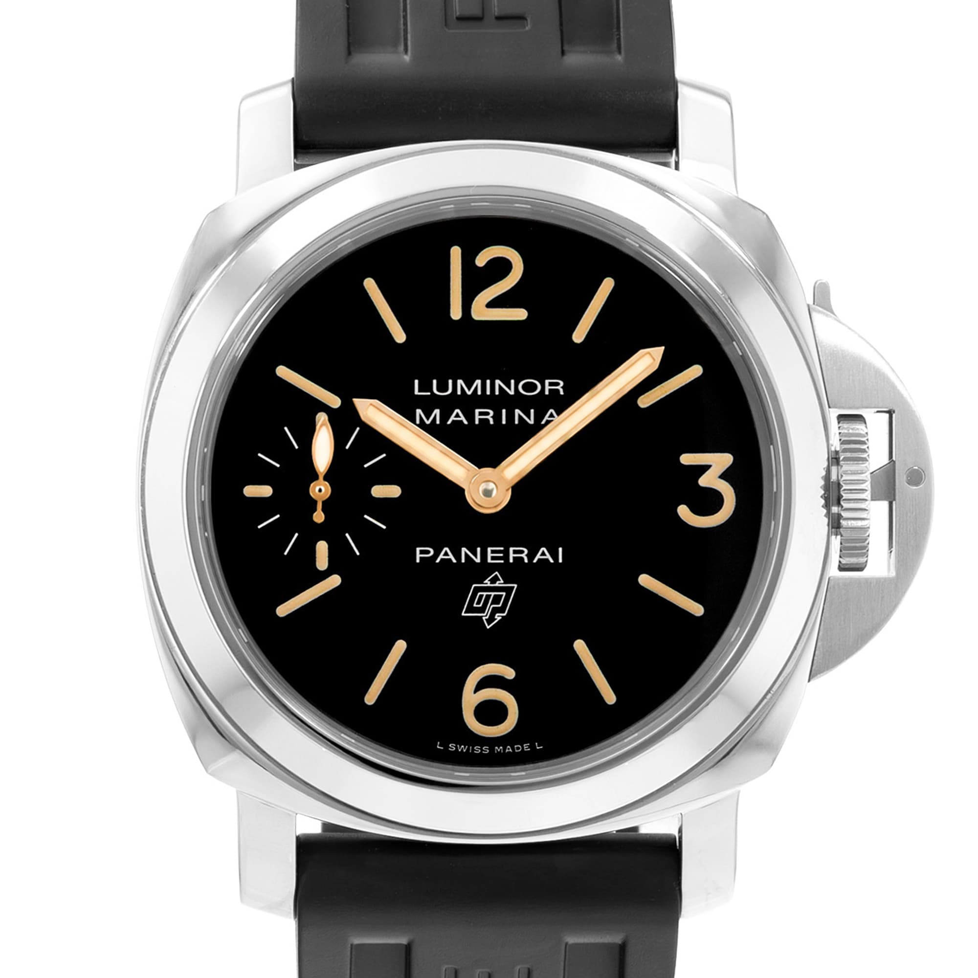 Panerai Marina Logo Acciaio PAM00632 44mm Brown Arabic Steel Rubber Mens Watch