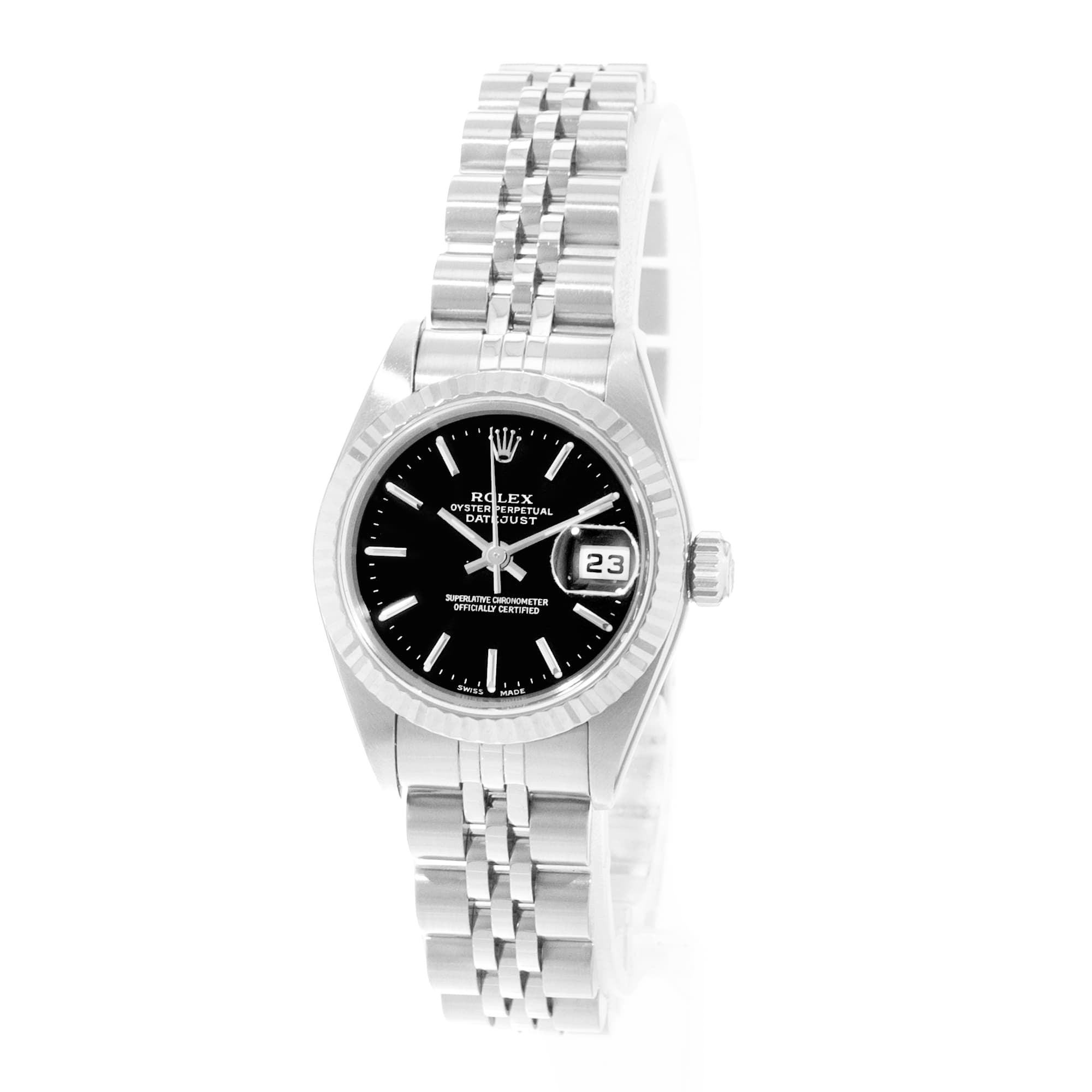 Rolex Datejust 26 79174 Black Dial Steel Jubilee Ladies Watch Papers