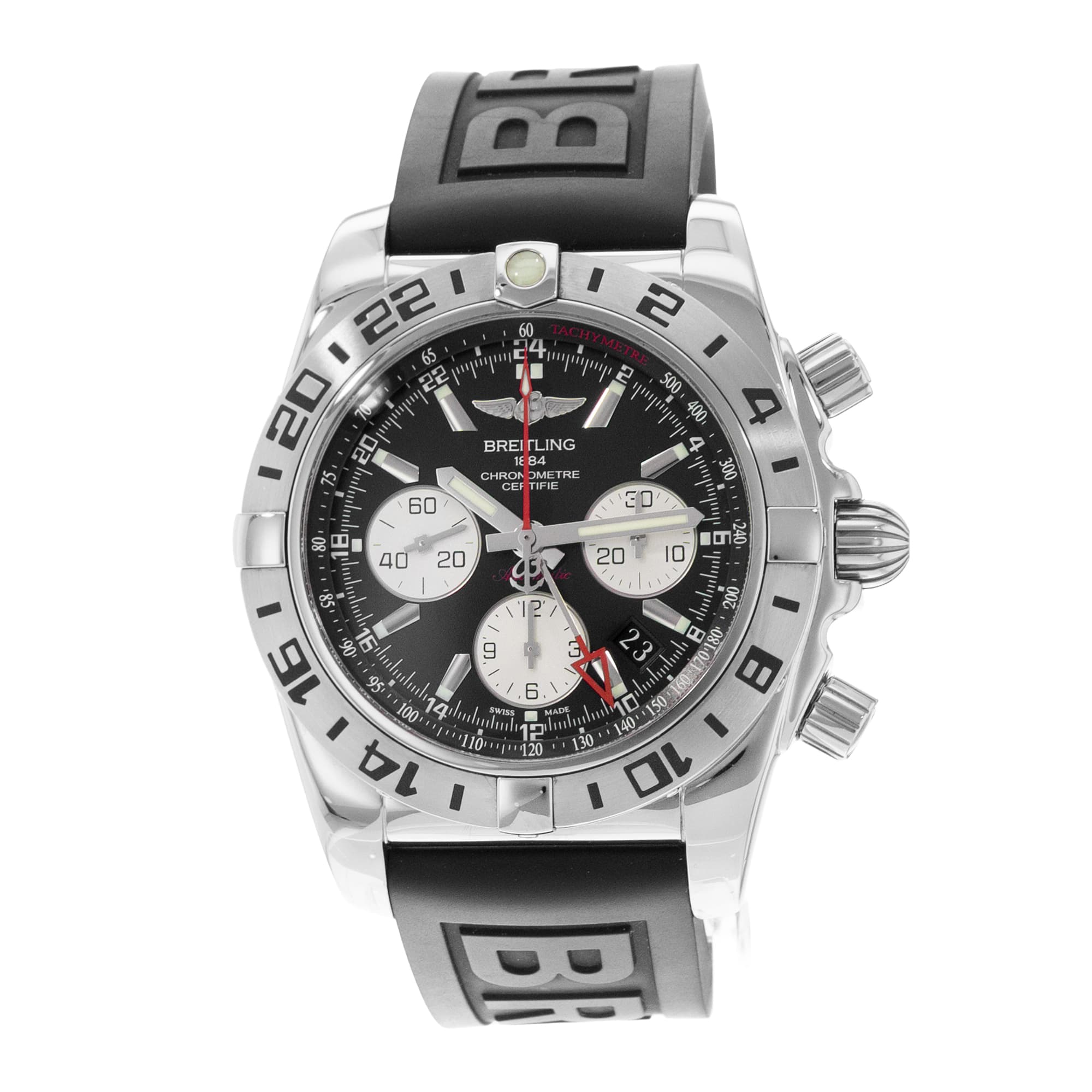 Breitling Chronomat AB0420 44mm Black Dial Steel Mens Watch Box Card
