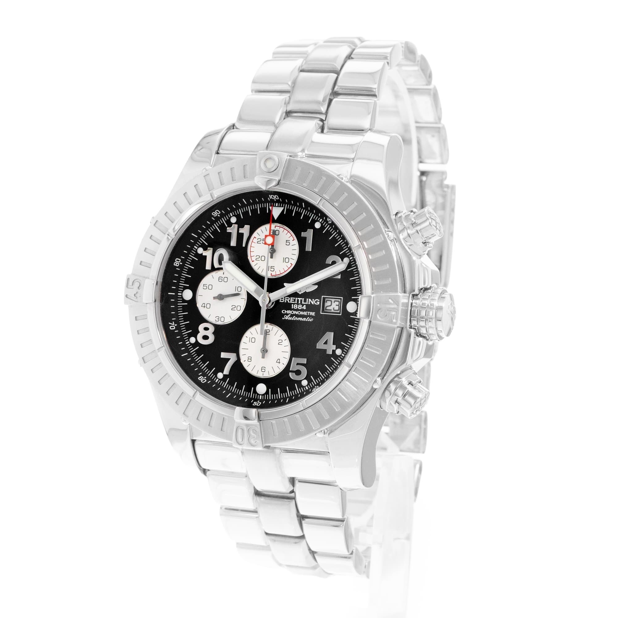 Breitling Super Avenger A13370/A337B82PFA 48mm Black Steel Mens Watch Papers