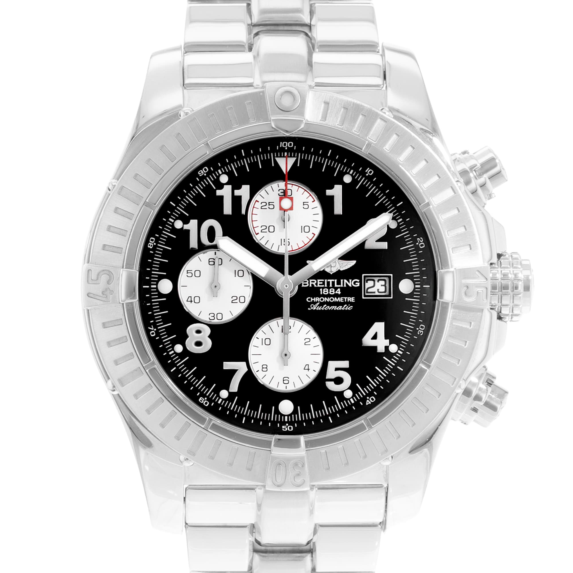 Breitling Super Avenger A13370/A337B82PFA 48mm Black Steel Mens Watch Papers