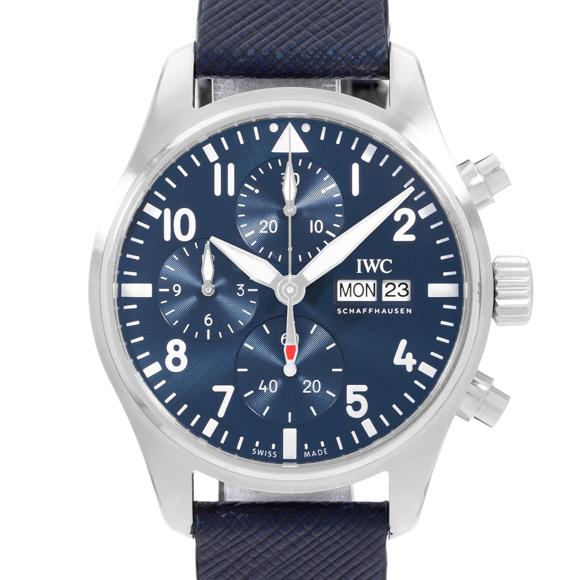 IWC Pilot Chronograph IW388101 41mm Blue Dial Steel Mens Watch Box Card
