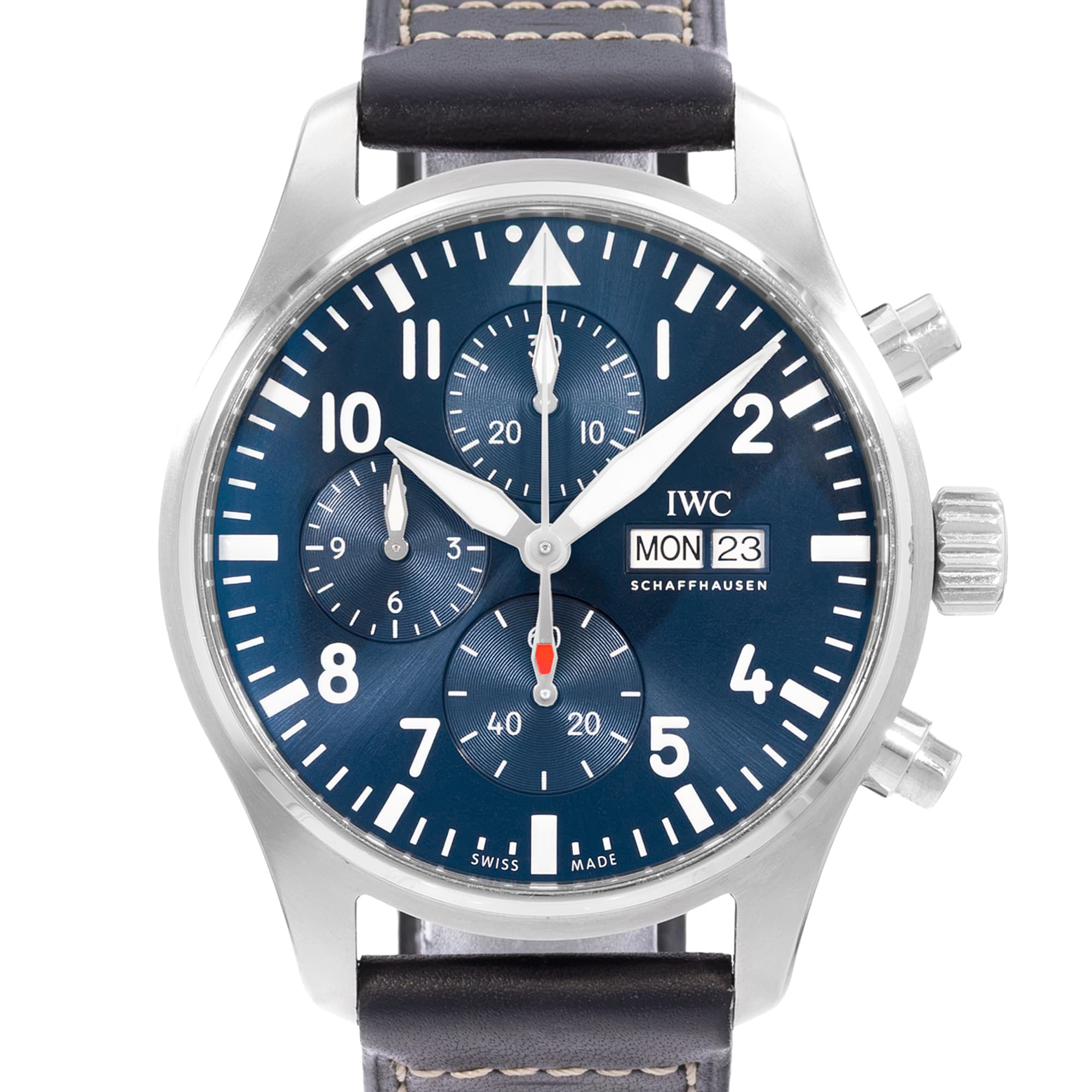 IWC Pilot Chronograph IW378003 43mm Blue Dial Steel Automatic Mens Watch Card