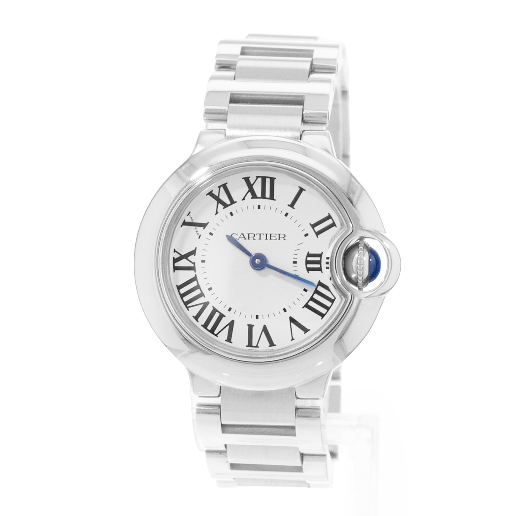 Cartier Ballon Bleu 28mm W69010Z4 3009 Silver Roman Dial Steel Ladies Watch Card