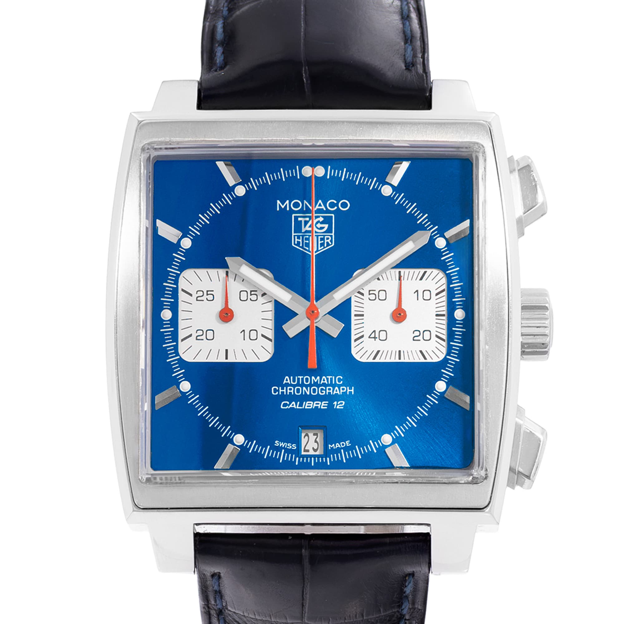 TAG Heuer Monaco Calibre 12 CAW2111 39mm Blue Dial Steel Automatic Mens Watch