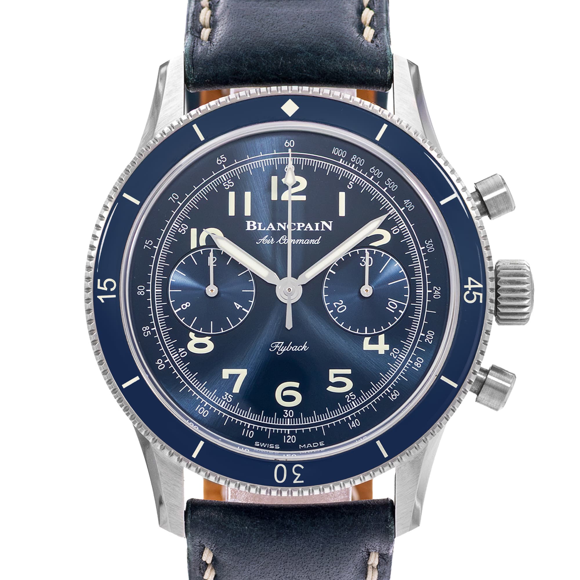 Blancpain Villeret AC02-12B40-63A 42mm Blue Dial Titanium Mens Watch Card