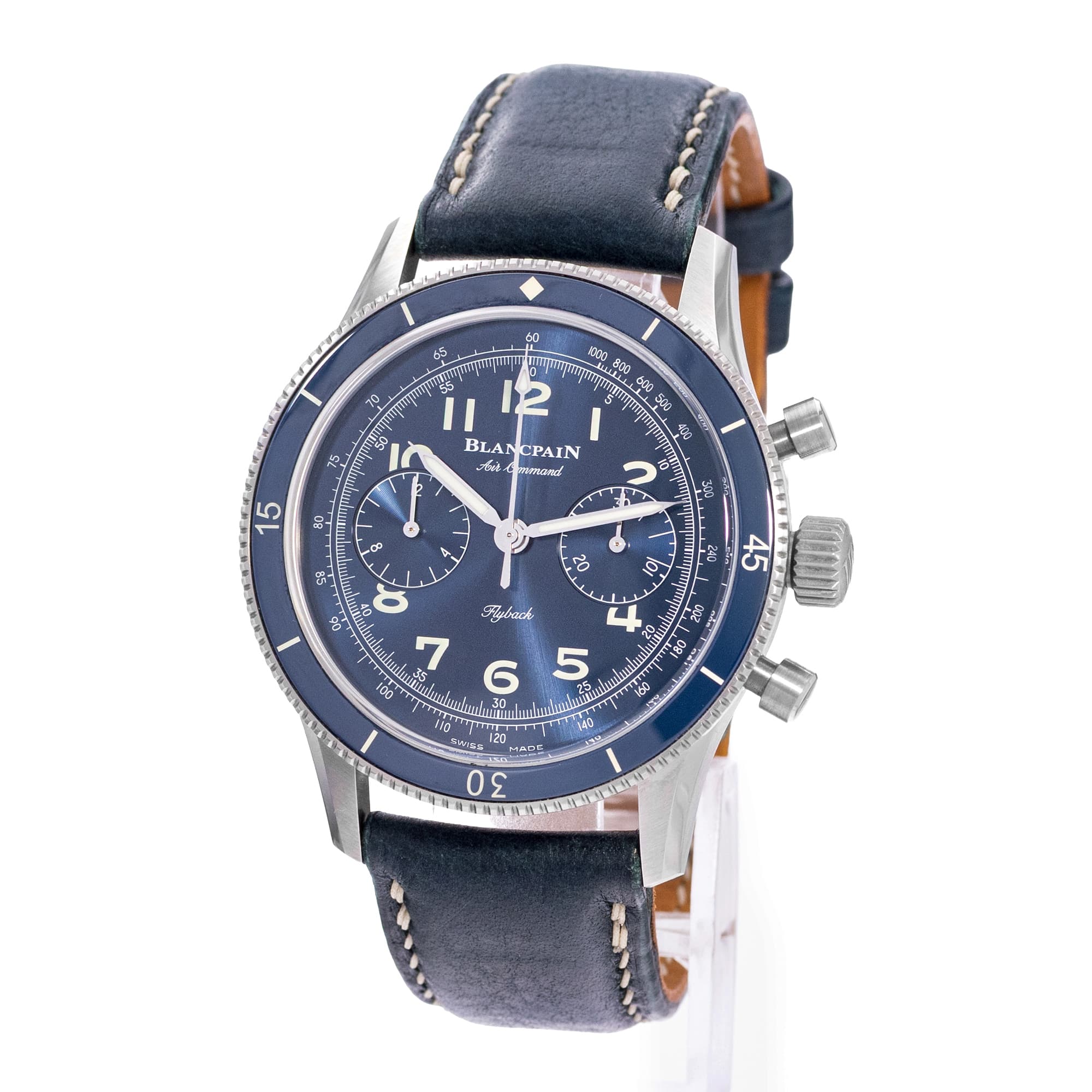 Blancpain Villeret AC02-12B40-63A 42mm Blue Dial Titanium Mens Watch Card