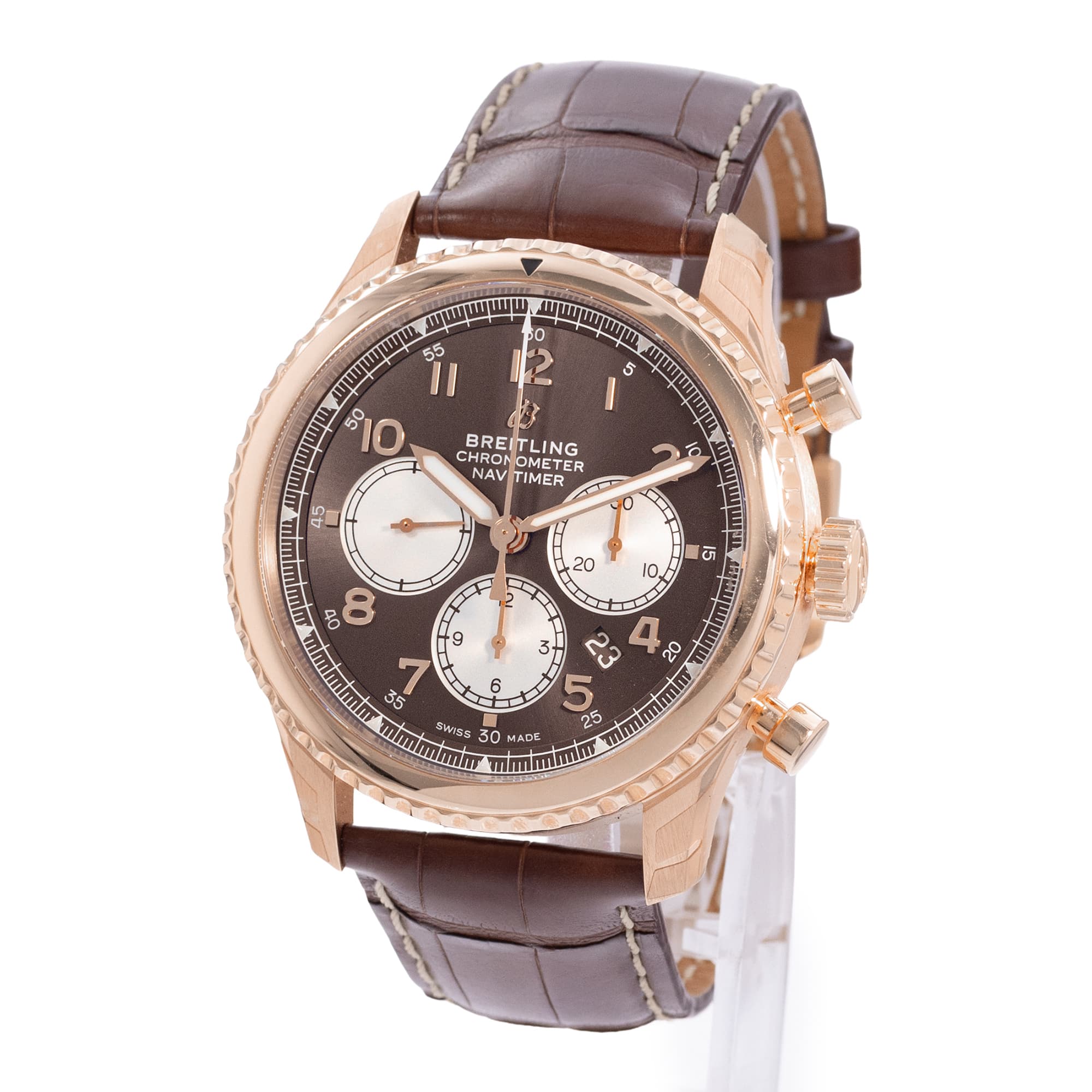 Breitling Navitimer 8 RB0117131Q1P1 43mm Brown Dial Rose Gold Mens Watch Papers
