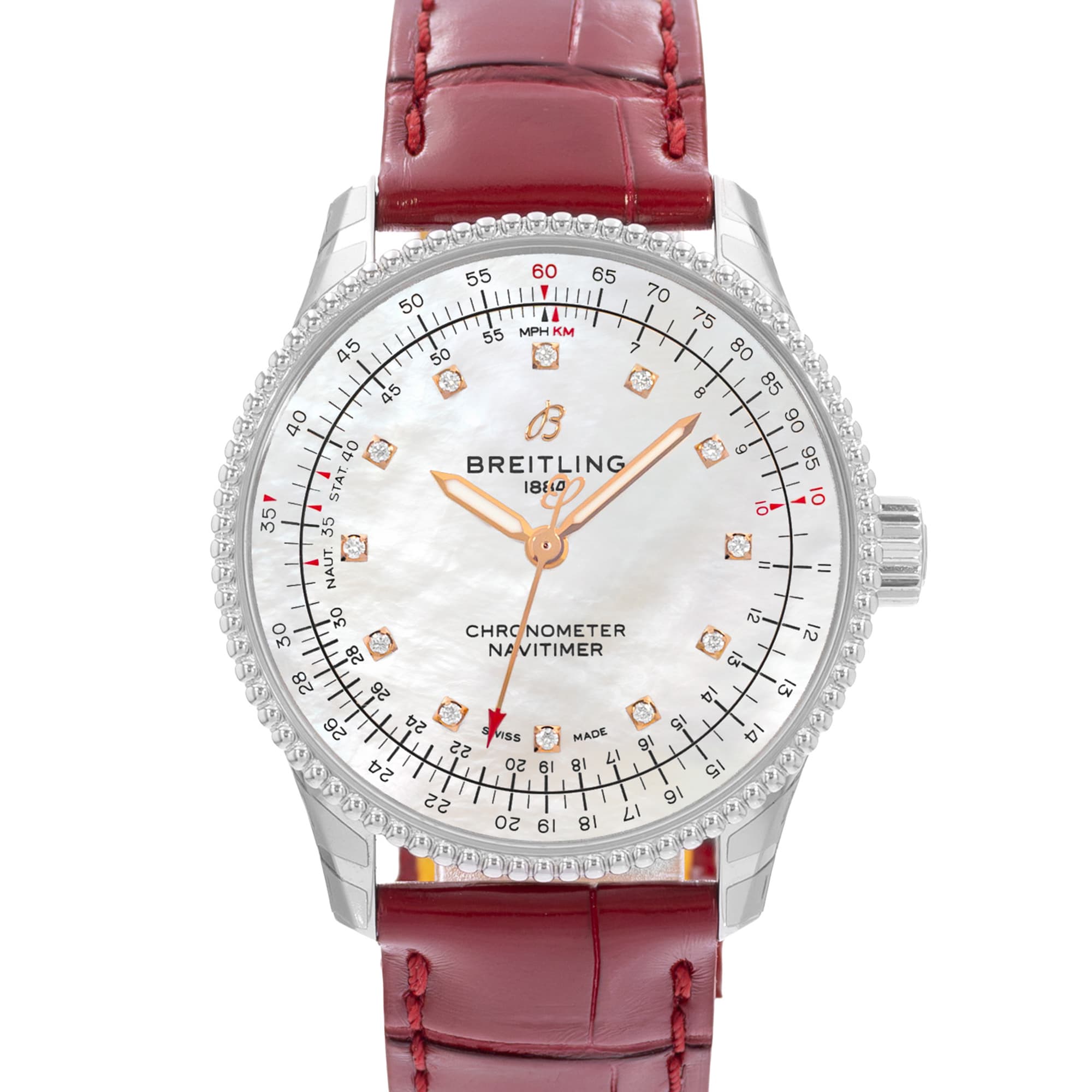 Breitling Navitimer A17395211A1P6 35mm MOP Dial Steel Ladies Watch Box Card