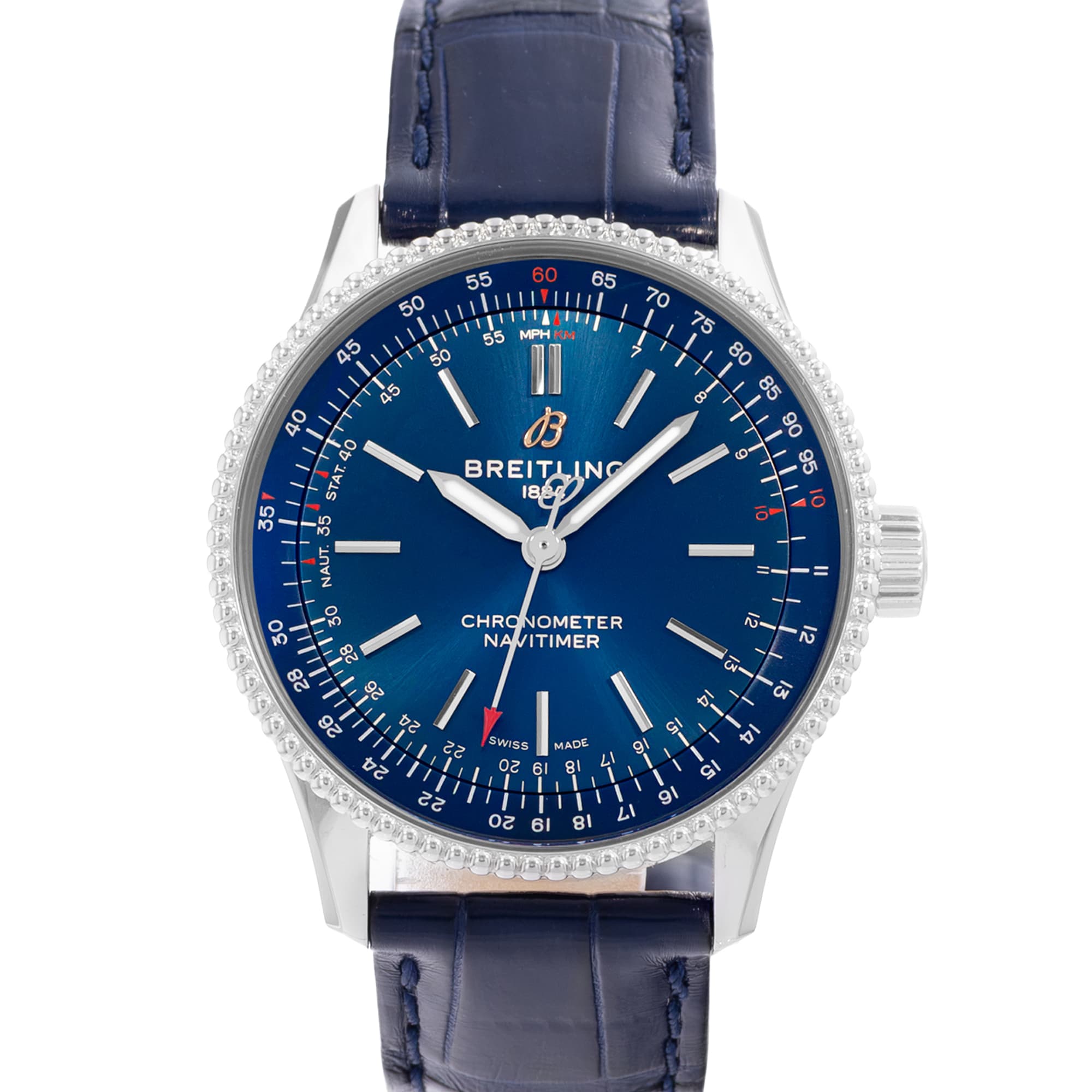 Breitling Navitimer A17395 35mm Blue Dial Steel Mens Watch Box