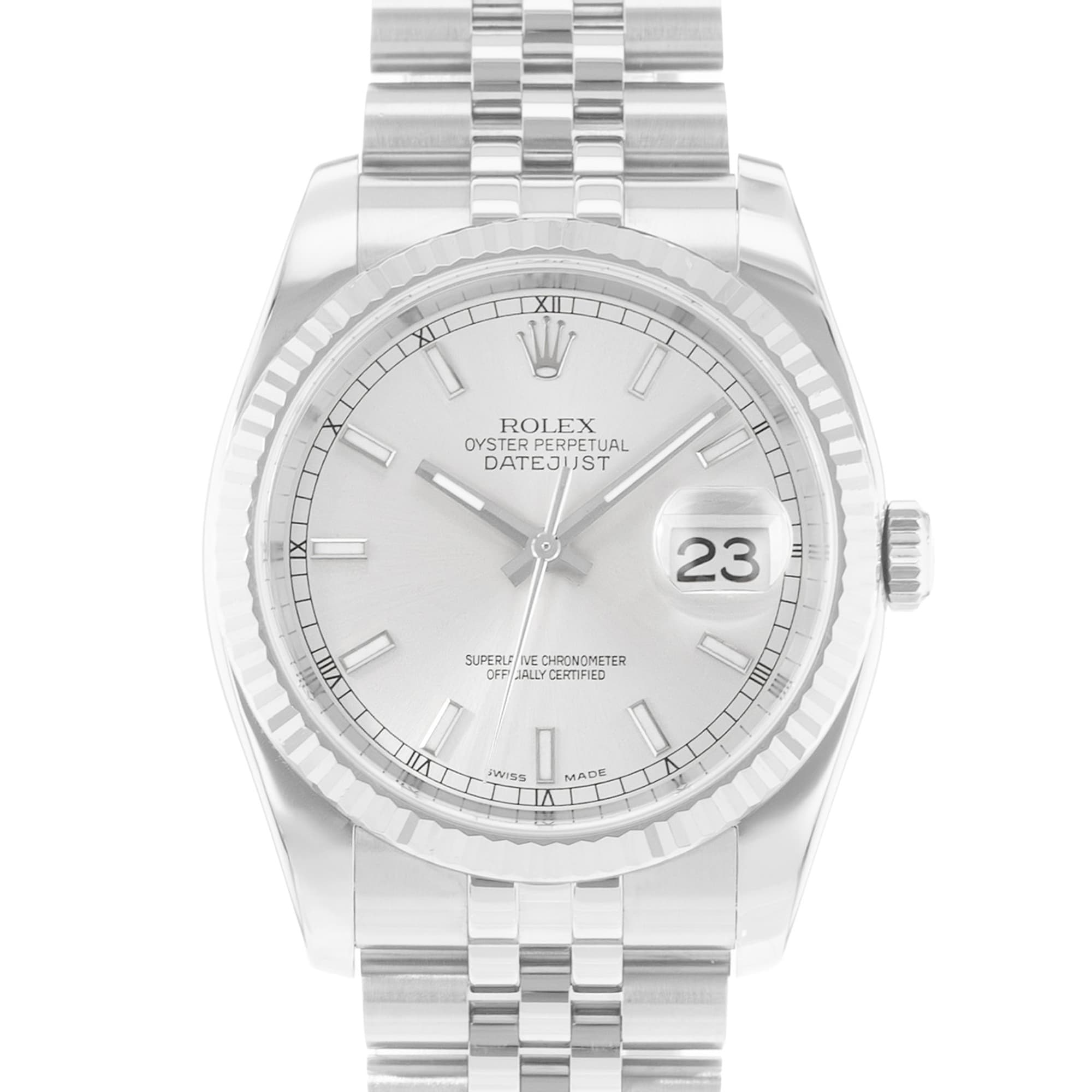 Rolex Datejust 36 116234 Silver Dial Steel Jubilee Automatic Mens Watch Papers