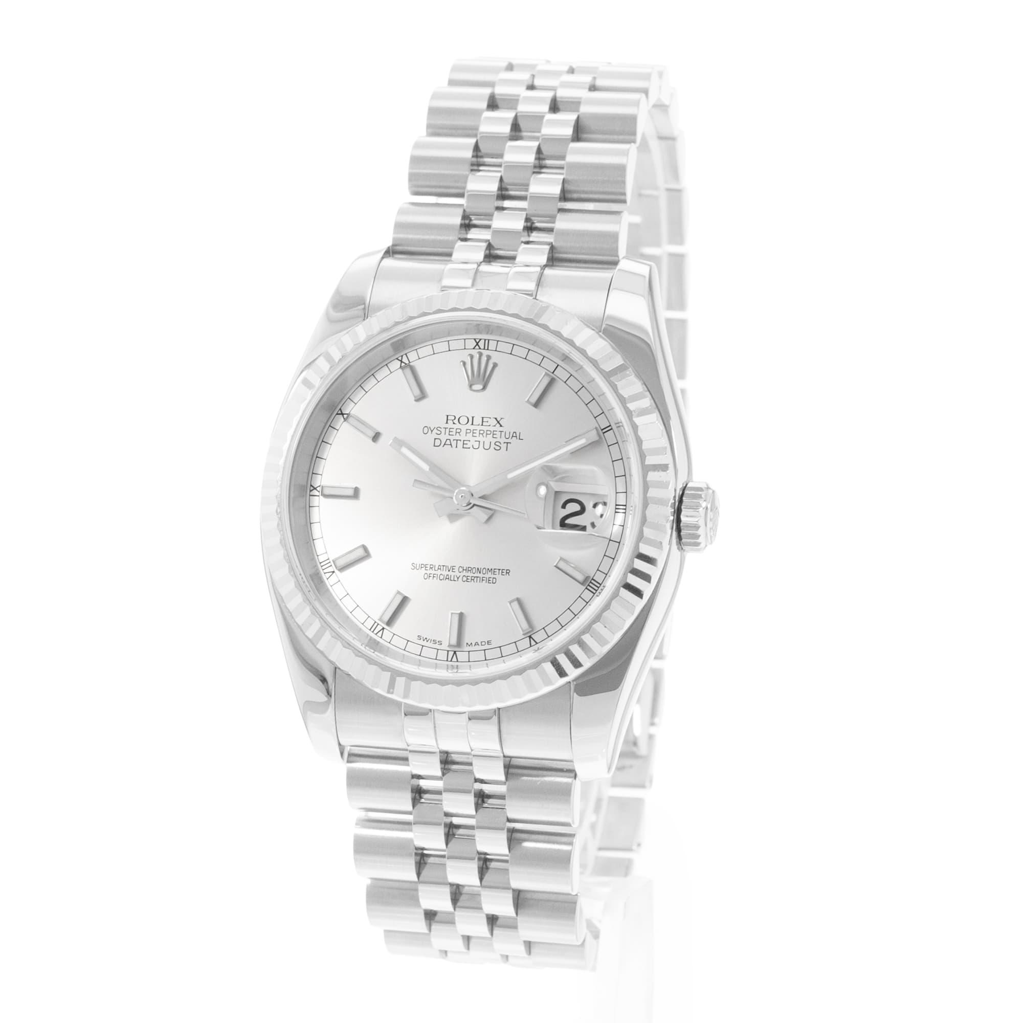 Rolex Datejust 36 116234 Silver Dial Steel Jubilee Automatic Mens Watch Papers