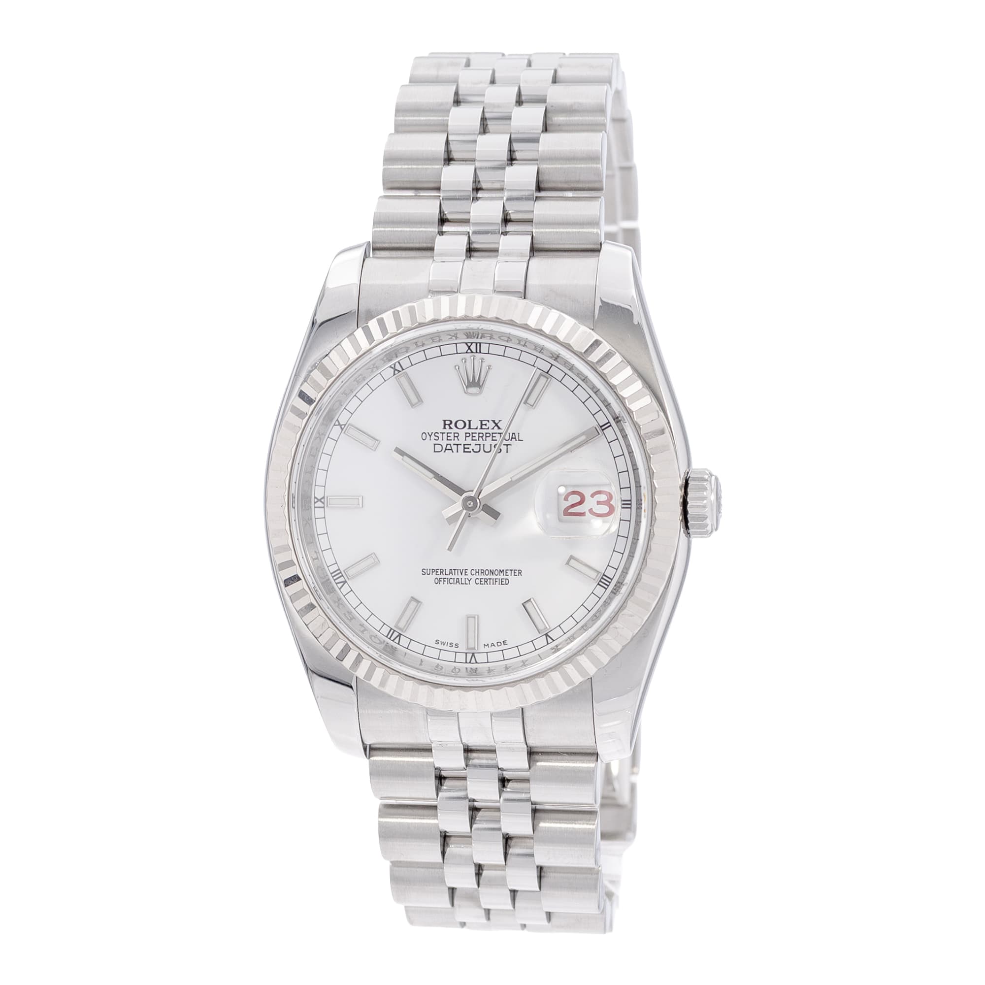 Rolex Datejust 36 116234 White Dial Steel Jubilee Automatic Mens Watch Card