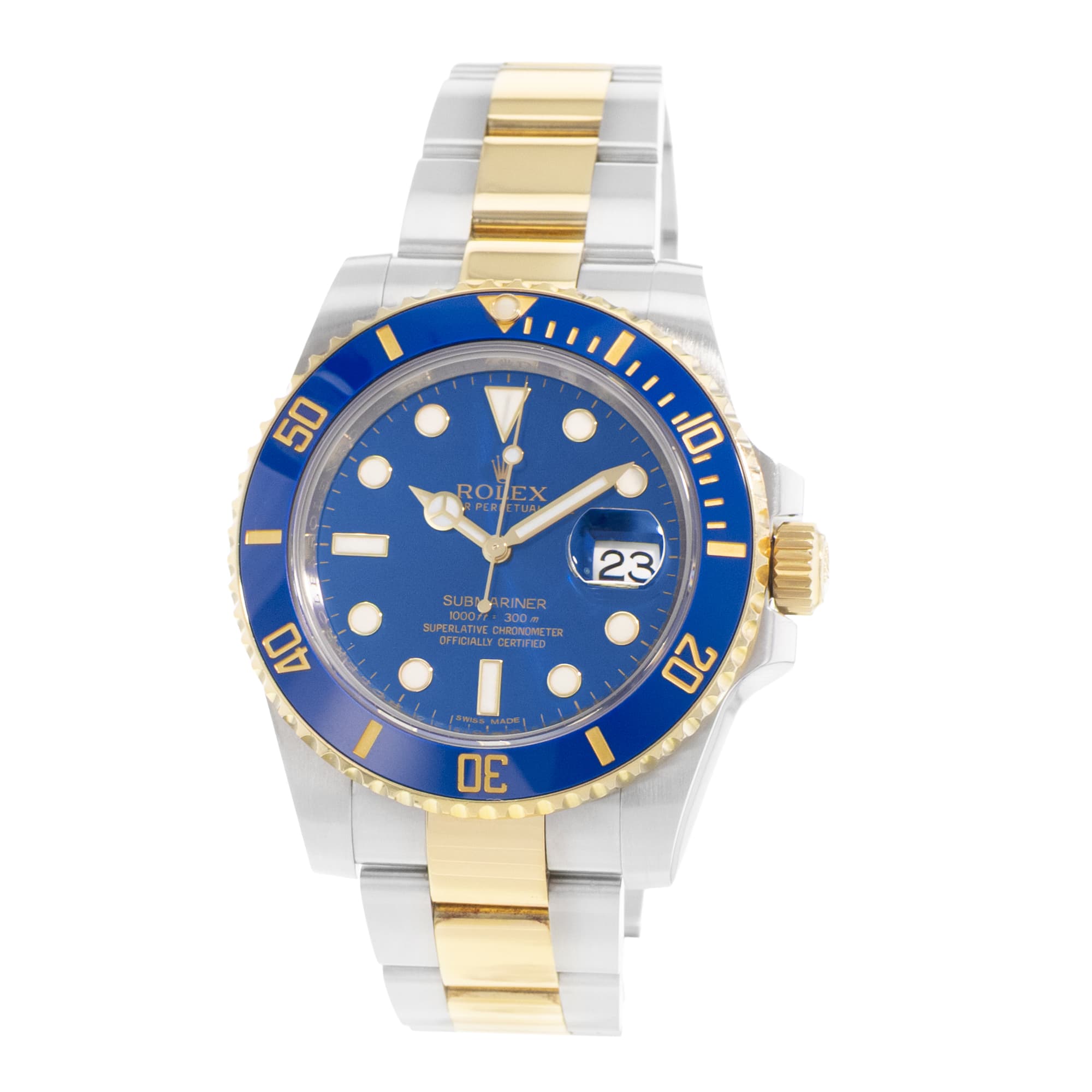 Rolex Submariner Date 116613LB 40mm Blue Dial Steel Yellow Gold Mens Watch Card