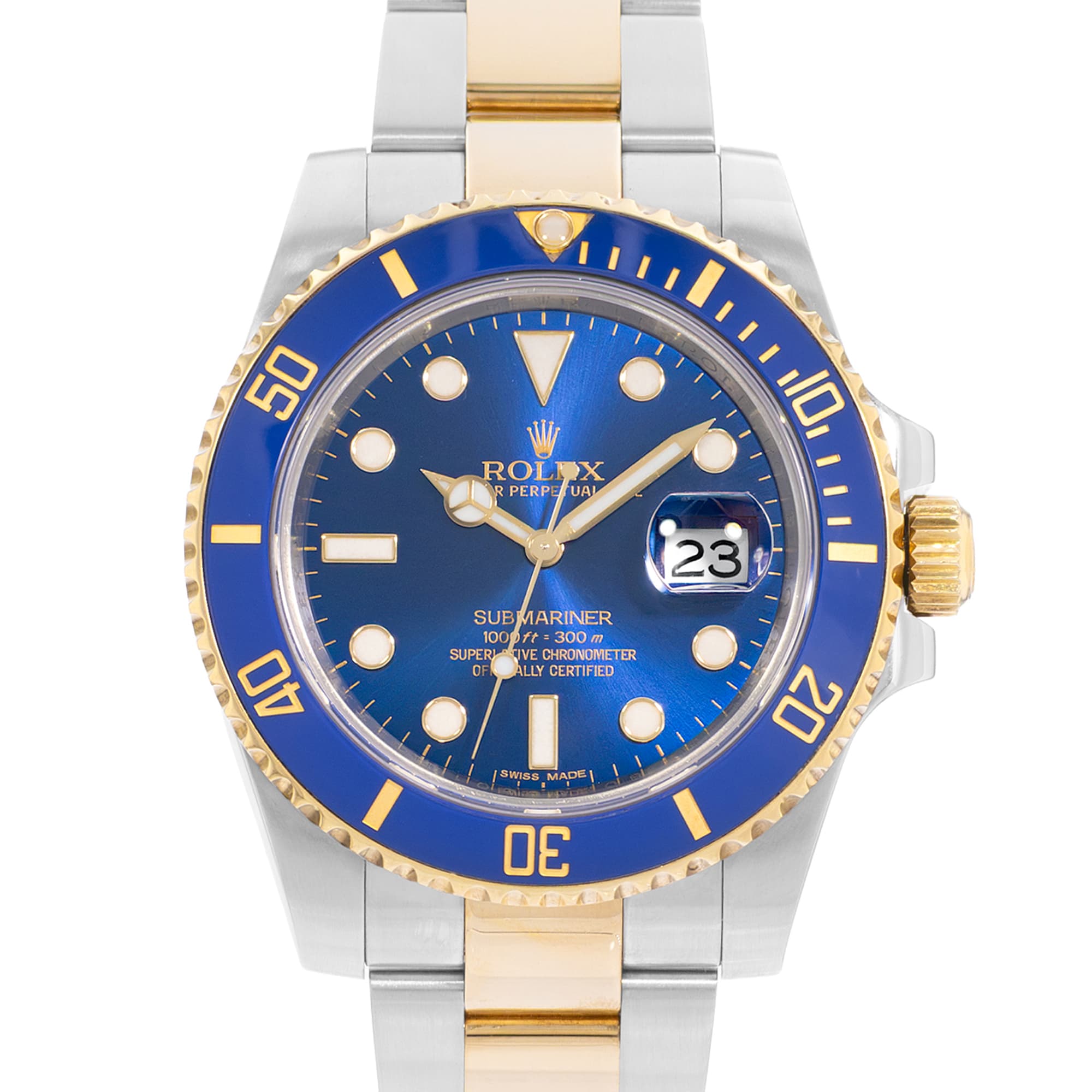 Rolex Submariner Date 116613 40mm Blue Dial Steel Yellow Gold Mens Watch Card