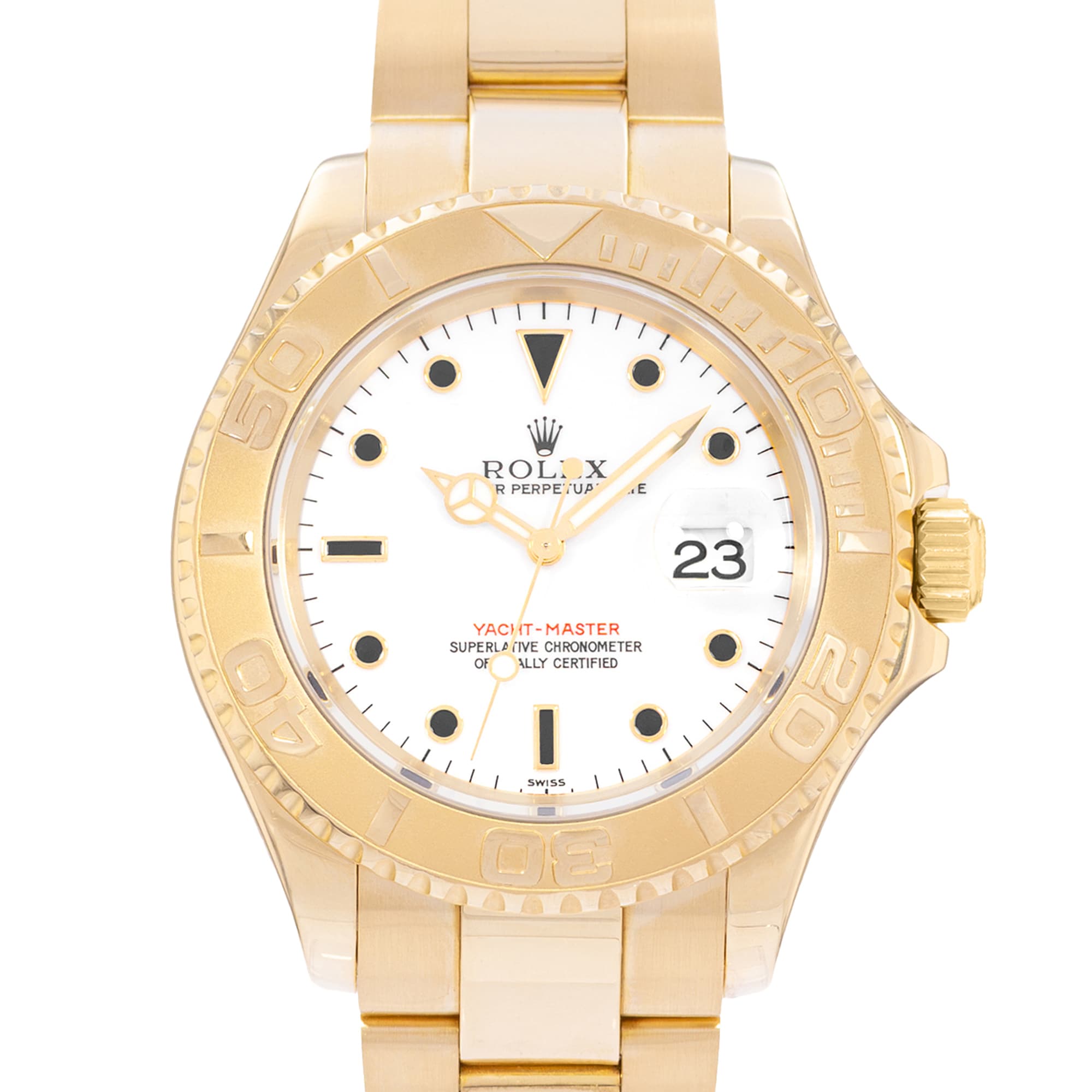 Rolex Yacht-Master 40 16628 Silver Dial Yellow Gold Oyster Mens Watch Papers