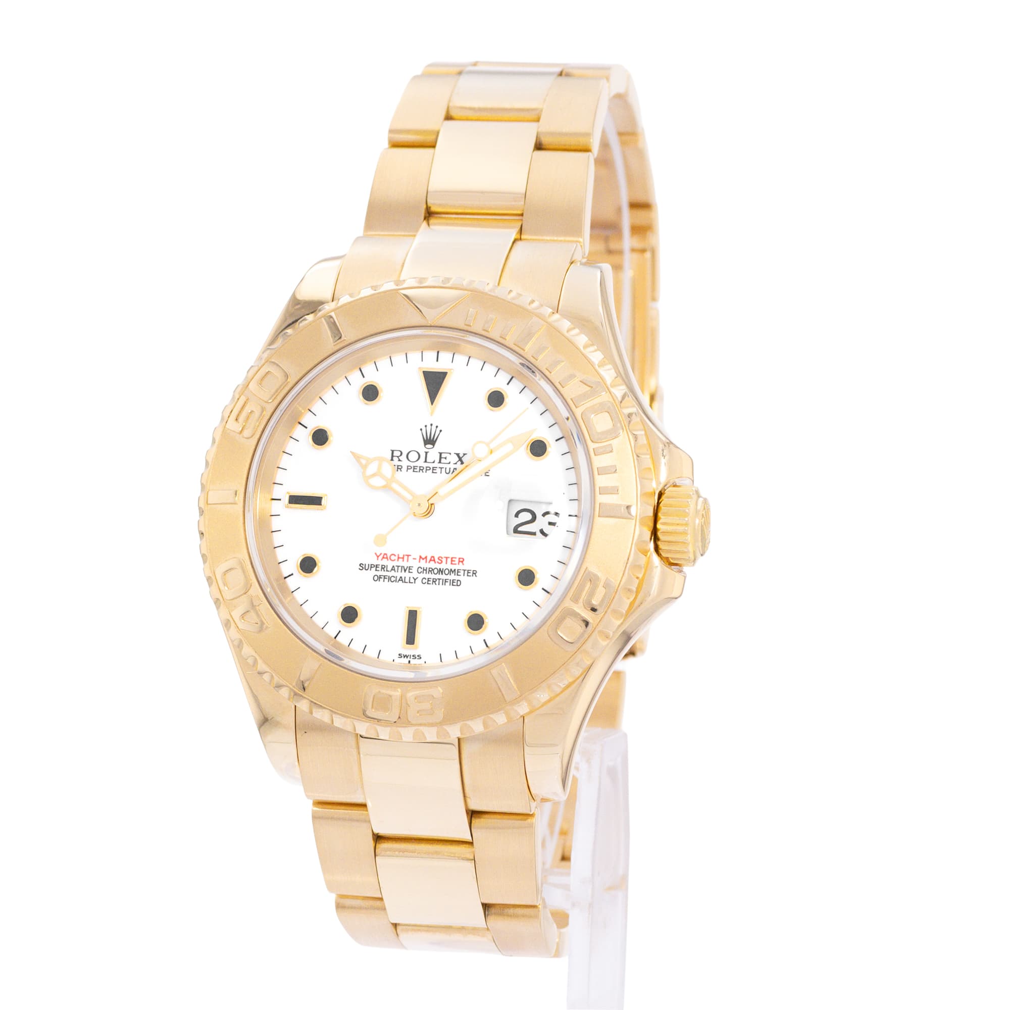 Rolex Yacht-Master 40 16628 Silver Dial Yellow Gold Oyster Mens Watch Papers